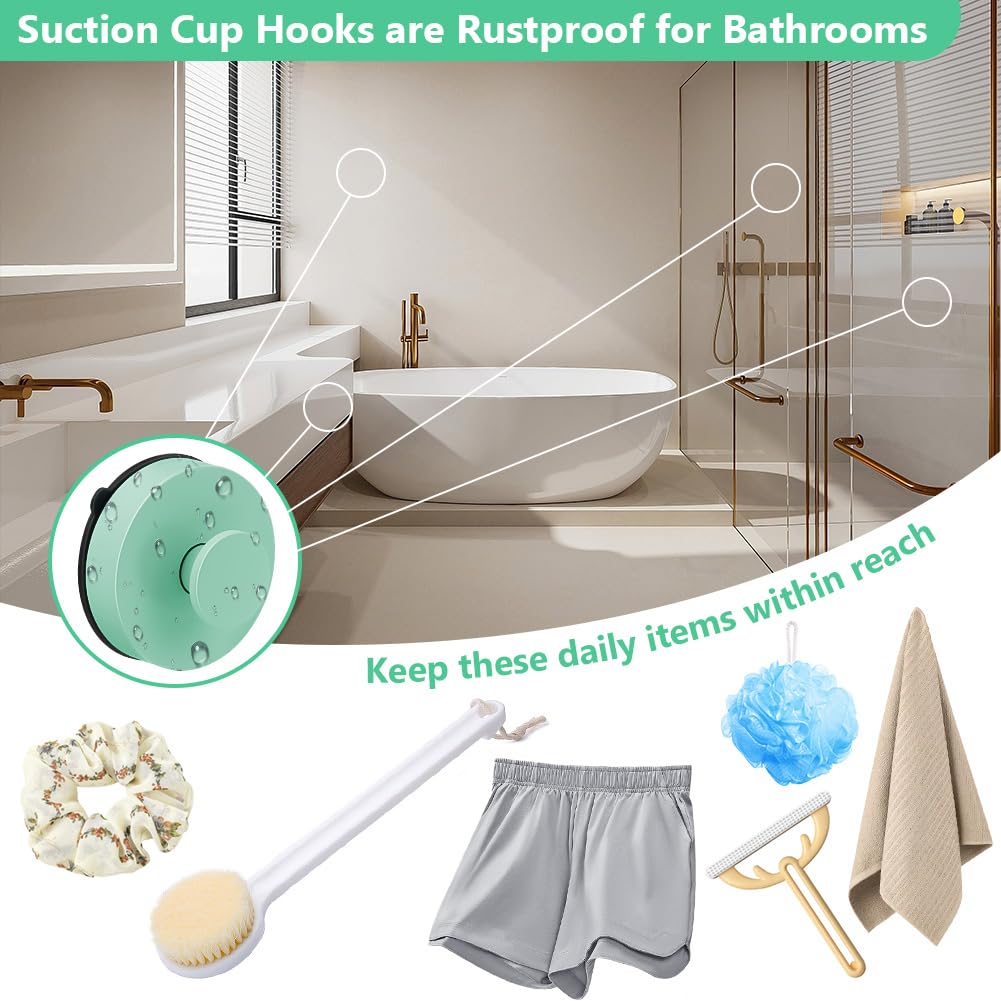 flintronic 2 Piezas Ganchos ventosa de Succión, Colgador Toalla baño, Gancho ventosa de Vacío, Pared sin Taladro Gancho de Pared para Colgar Llaves Abrigos Ropa Bolsos Ducha Acabado Cepillado, Verde