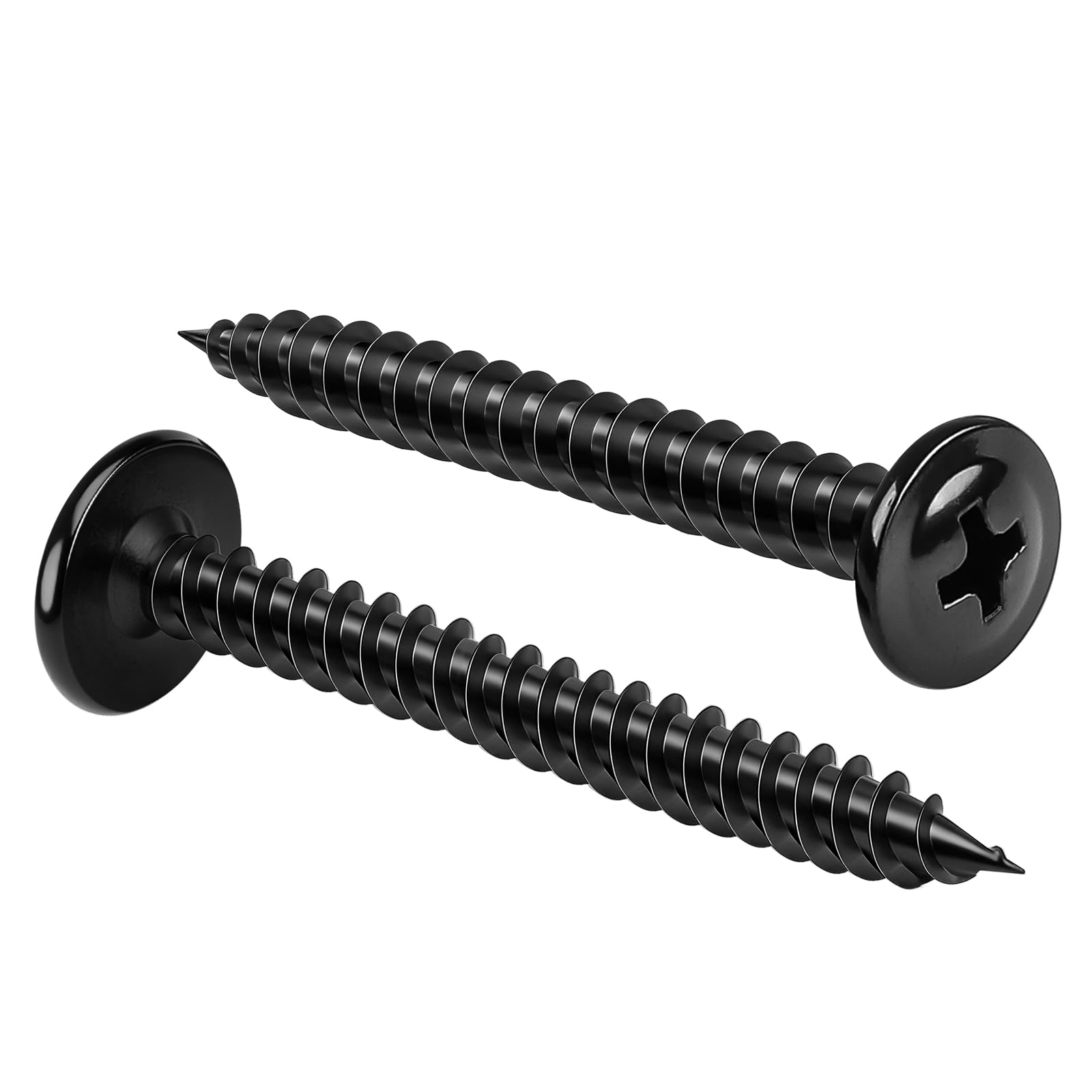 MewuDecor #10 x 2 Wood Screws Truss Head Fast Self Tapping Screws, Black Finish, Alloy Steel, 100 PCS