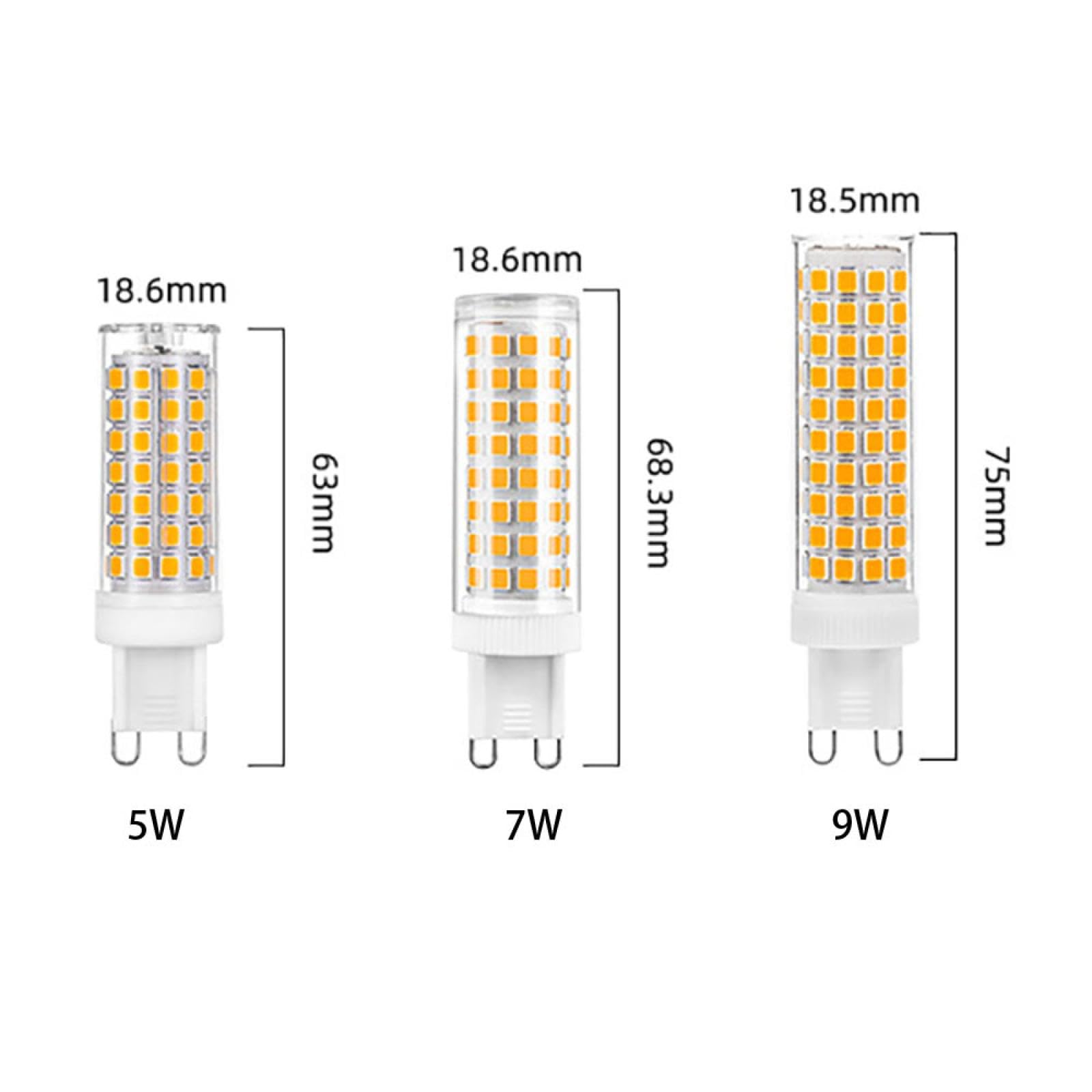 Bombilla LED G9 7W Equivalente a Lampara Halógena 70w G9 Bi Pin Base Sin Estroboscópico Blanco cálido 5W-10PC Naturalwhite