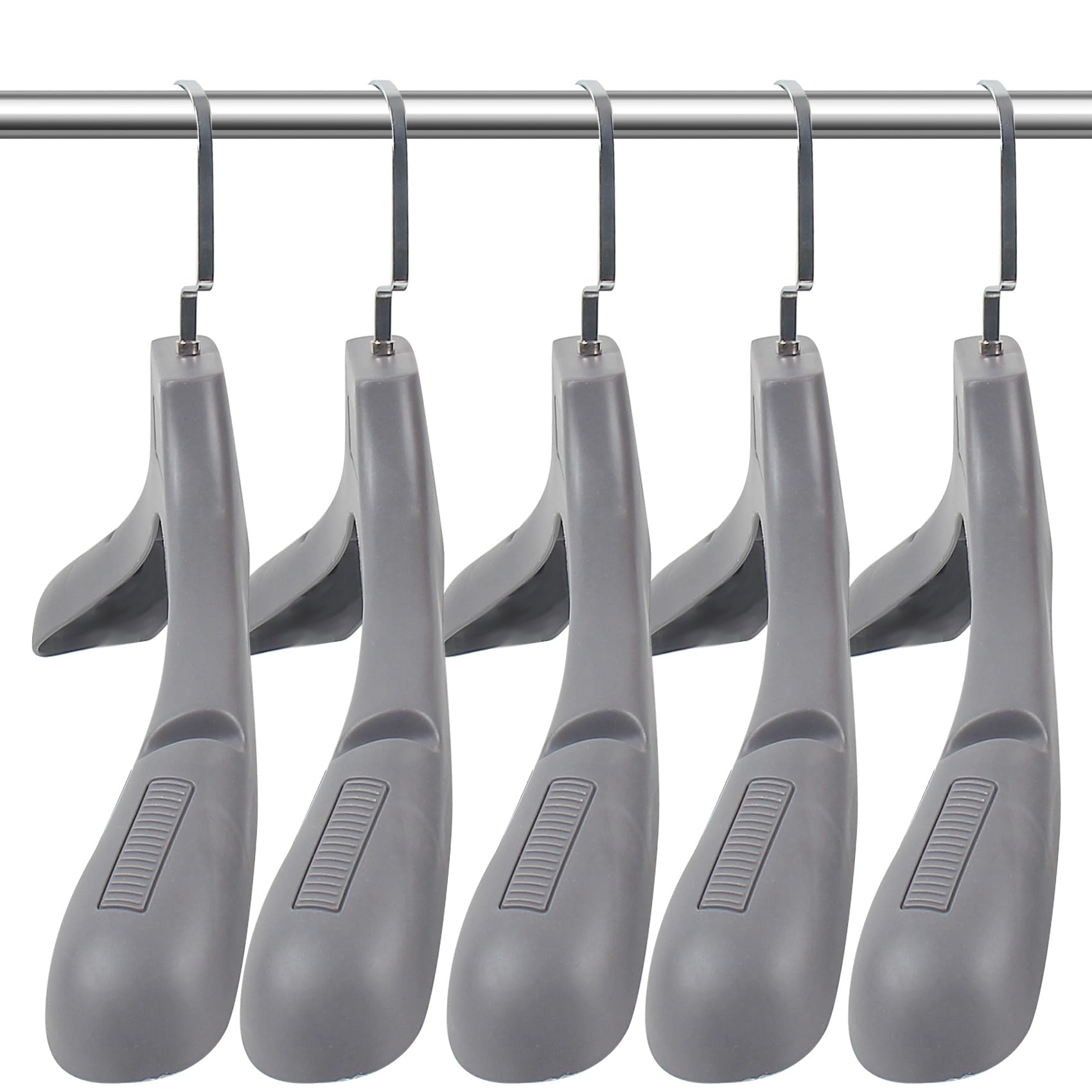DEDU Suit Hangers for Men 20 Pack, Sweater Hangers No Shoulder Bump Non Slip Width 17.7", Plastic Clothes Hangers Grey with Metal Hook