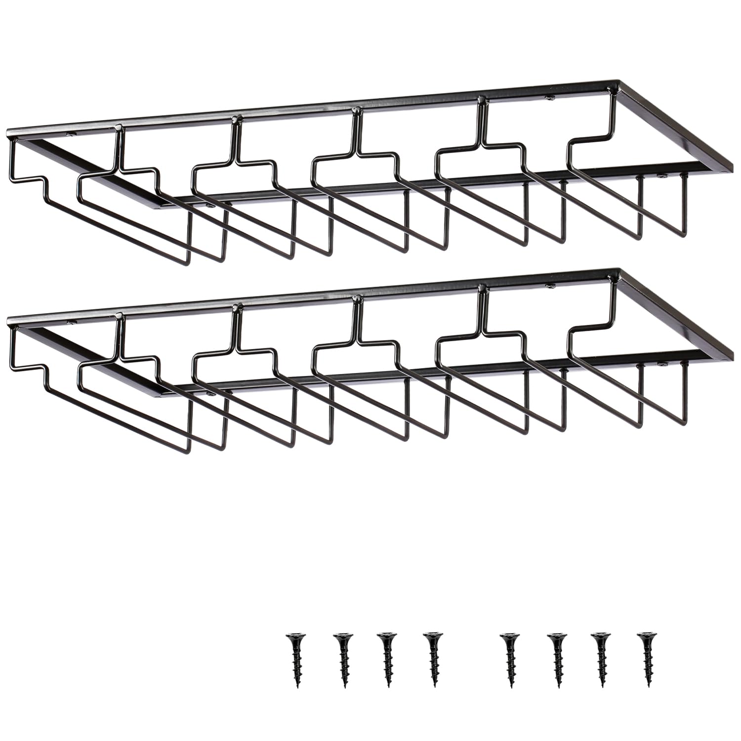 YunNasi 2 Pièces 5 Rangs Support Verre Suspendu, Porte Verres à Vin en Métal, Rangement Verre Installation sous Meuble, pour Bar, Restaurant, Cuisine, Noir