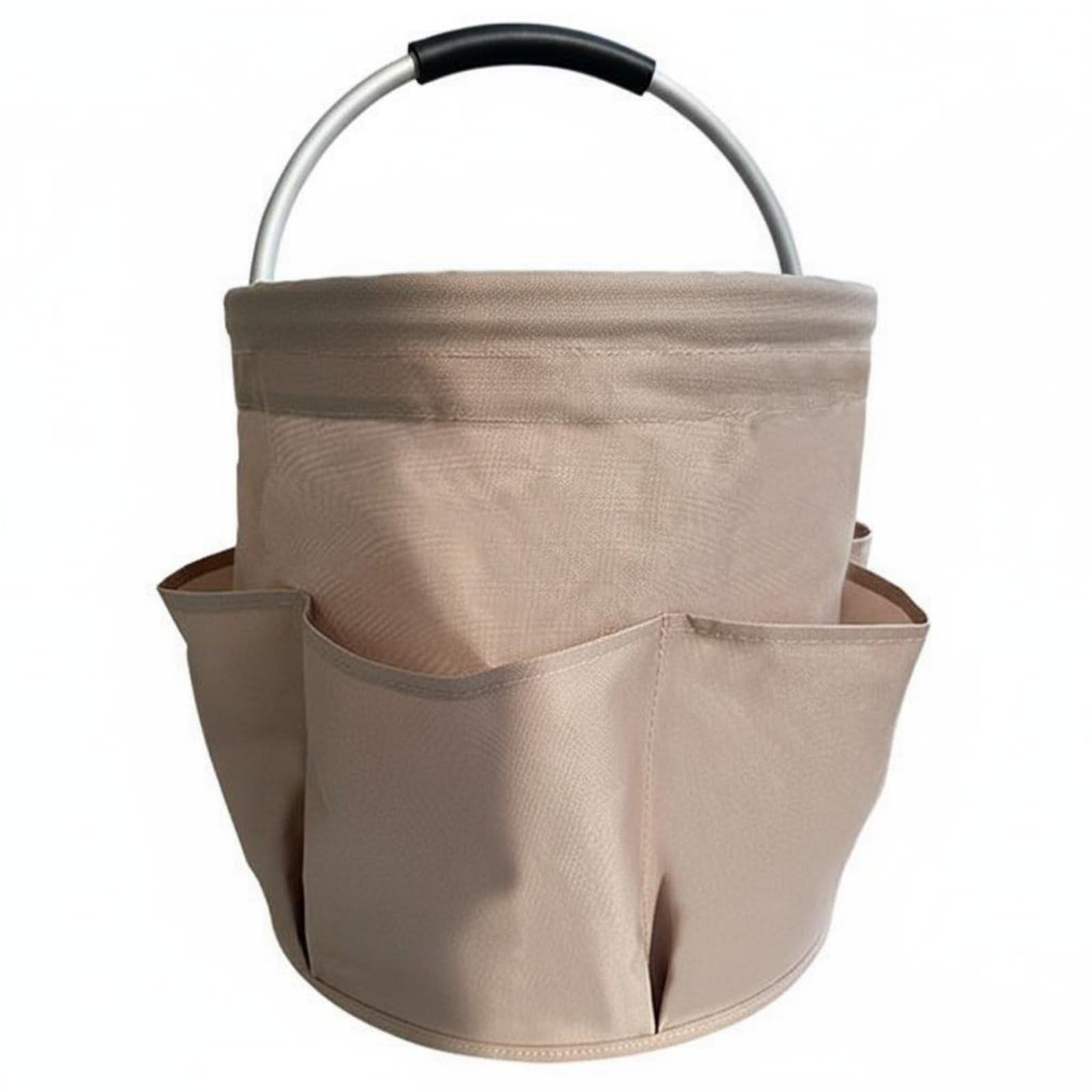 Textile Tool Tote Multiple Pockets Foldable Tool Carrier Foldable Supply Tote Large Capacity Multi-Pocket Gardening Bag, Khaki-image-12