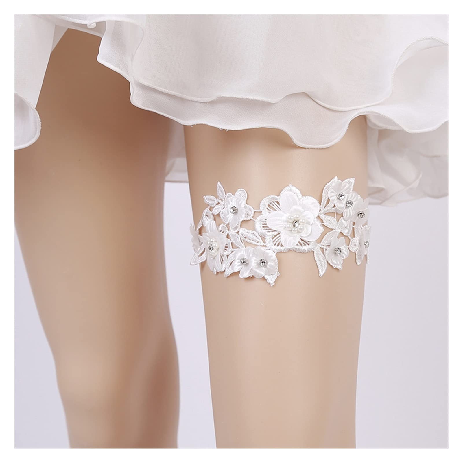 Giarrettiera in Pizzo Bianco - Accessori da Sposa da Sposa Giarrettiera Elasticizzata per Feste da Ballo
