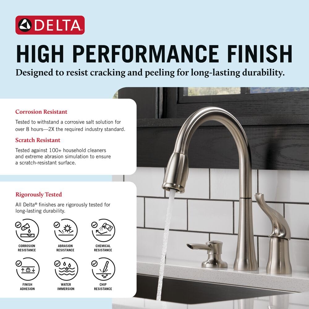 Delta 16970-sd-dst Single Griff Pull-Down-Mutfak Armatürü Sabunluklu, Krom