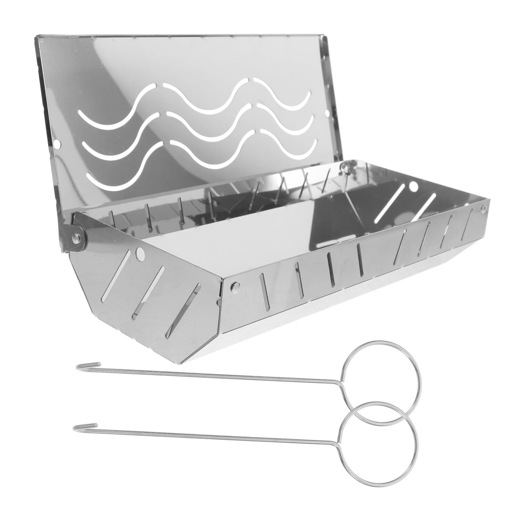 Edelstahl Räucherbox für Grillfleisch und Fisch Elektrogrill Zubehör mit Deckel Tragbar und Leicht Platzierbar für Grillen und Outdoor Kochen