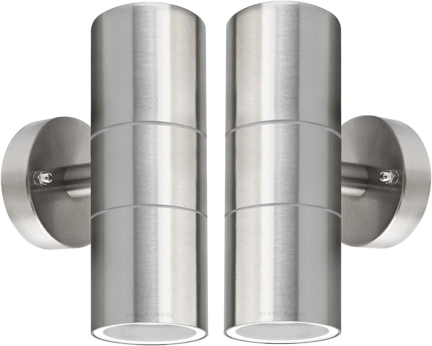 NTEK GU10 Silver Stainless Steel Double Indoor Outdoor Wall Lights, Modern Aluminum Up and Down Wall Lights, IP65 Garden Wall Lamp ZLC03 for Home, Garden, Entrance, Corridor Courtyard (Pack of 4)