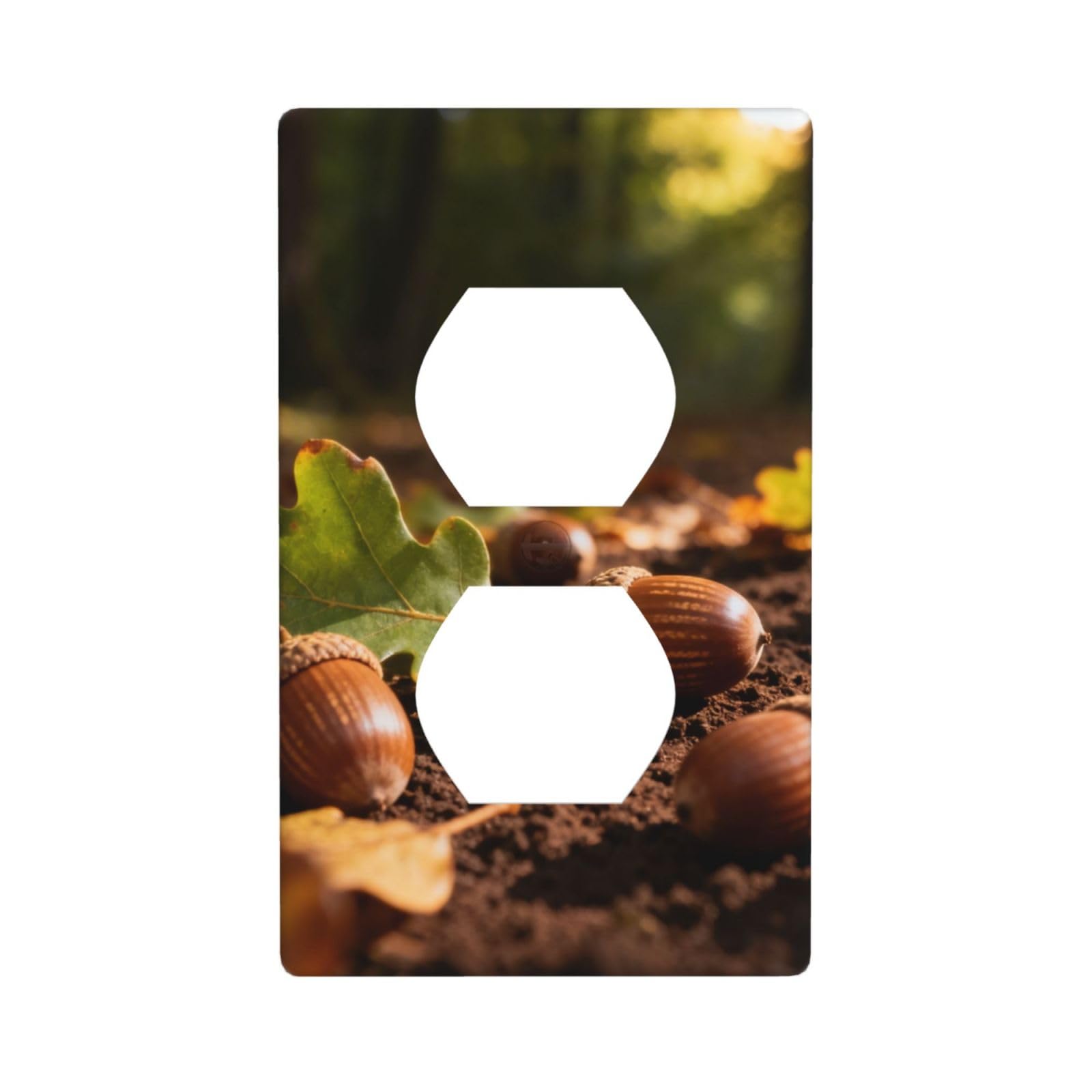 Acorn Oak Leaf Decorative Switch Plate Cover-Unbreakable Polycarbonate Wall Plate for Home Office, 1 Gang with Screws