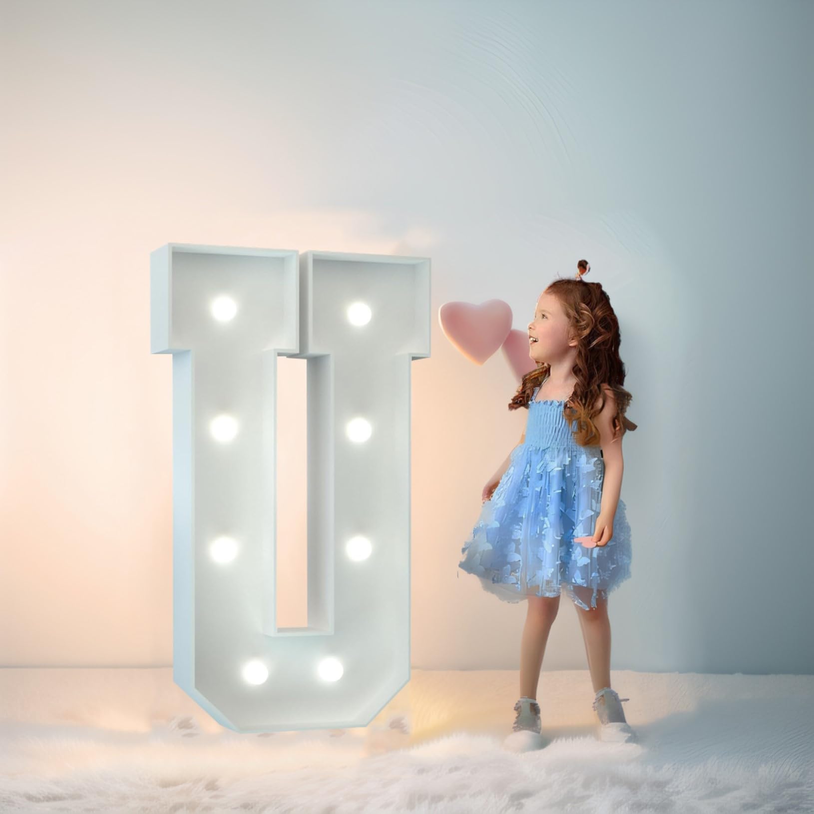Syibelters Letter U 120Cm-4Ft Led Marquee Lights Led Alphabet Lights Remote Control Marquee Decoration Light Up Sign For Wedding Birthday Gifts