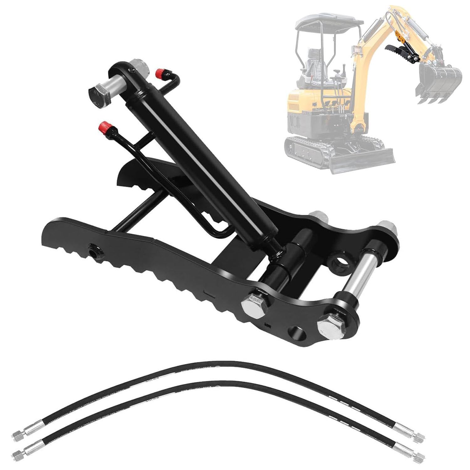 ByBoDi Mini Excavators Hydraulic Thumb Clip, Hydraulic Thumb Clip for Mini Excavators,with 2*M14 Hoses and Screws, Small Digger Attachments fit Most of up to 2 tons Singleholethumbclip
