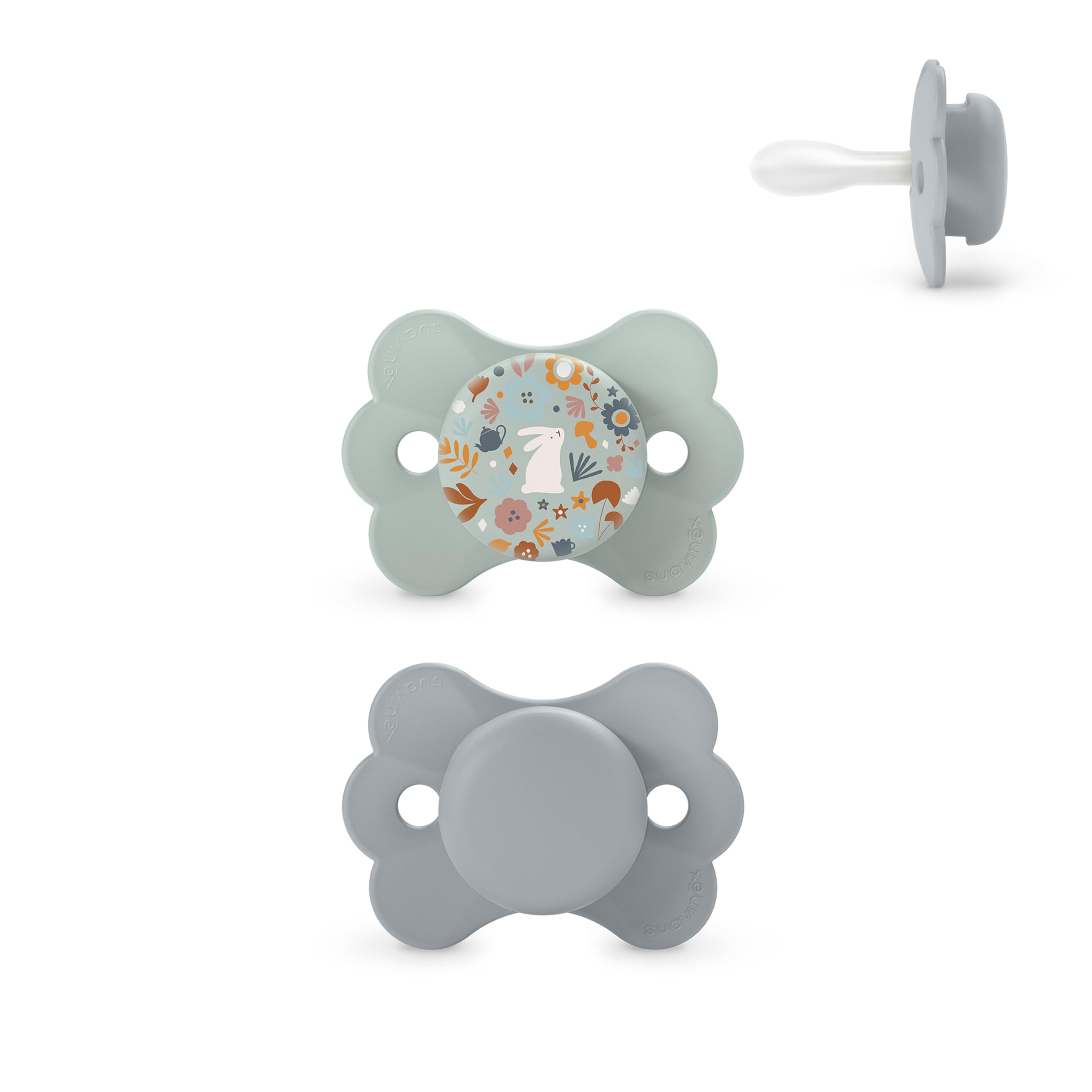Suavinex, Pack 2 Chupetes con Tetina Fisiológica de Silicona SX Pro, Tetina Simétrica, Plana y Flexible, Bebés 0/6 Meses y Recién Nacidos, Respeta el Desarrollo Bucodental, Wonderland Azul/Beige — view 17