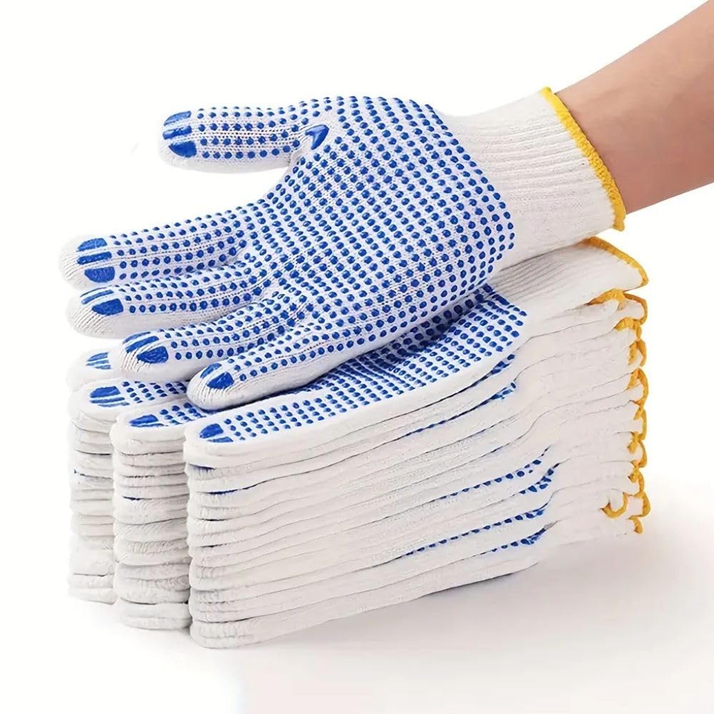 STYLERA White On Blue Dotted Hand Gloves Use for Bike Rider, Construction, Gardening, Assembling General Purpose Use Safety Hand Gloves (WHITE ON BLUE, PACK OF 5 PAIR)-image-41