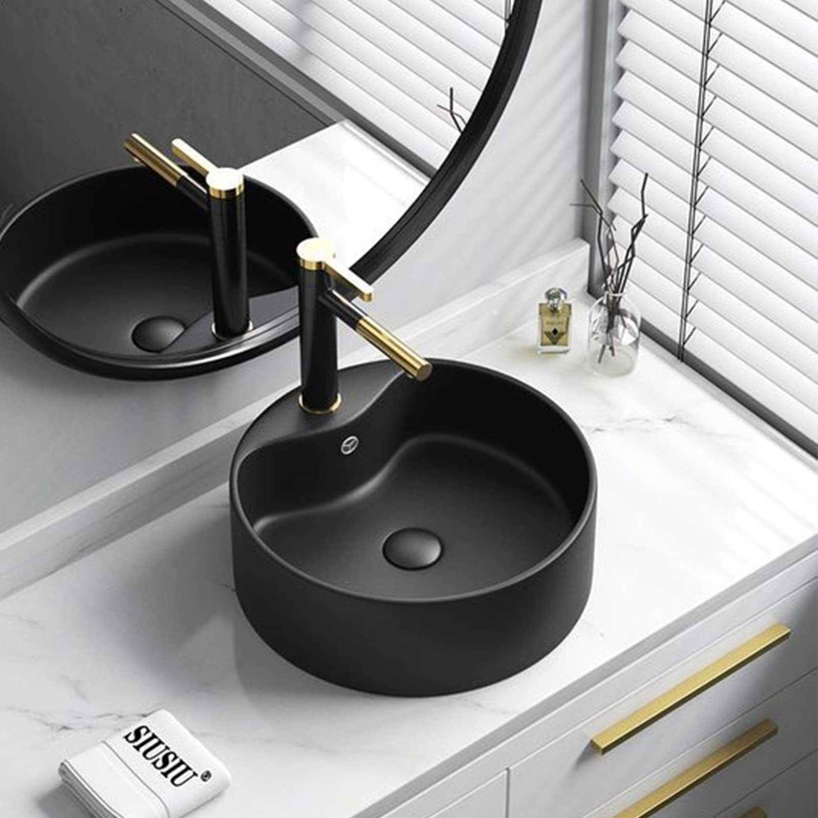 Neaylfe Vessel Sink Bathroom Sink Modern Above Counter Bathroom Sink Porcelain Ceramic Vessel Vanity Sink Art Basin(White Oval