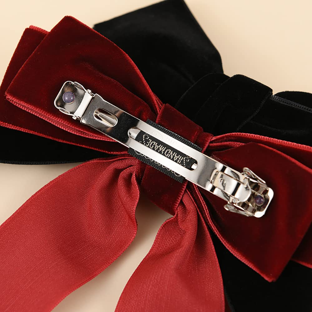 LZZEM 2Pcs Velvet Bow Hair Clips for Girls and Women Large Satin Ribbon Hair Bows with Long Ribbon Hairpins and Barrettes for Party Gift and Special Occasions - Image 4