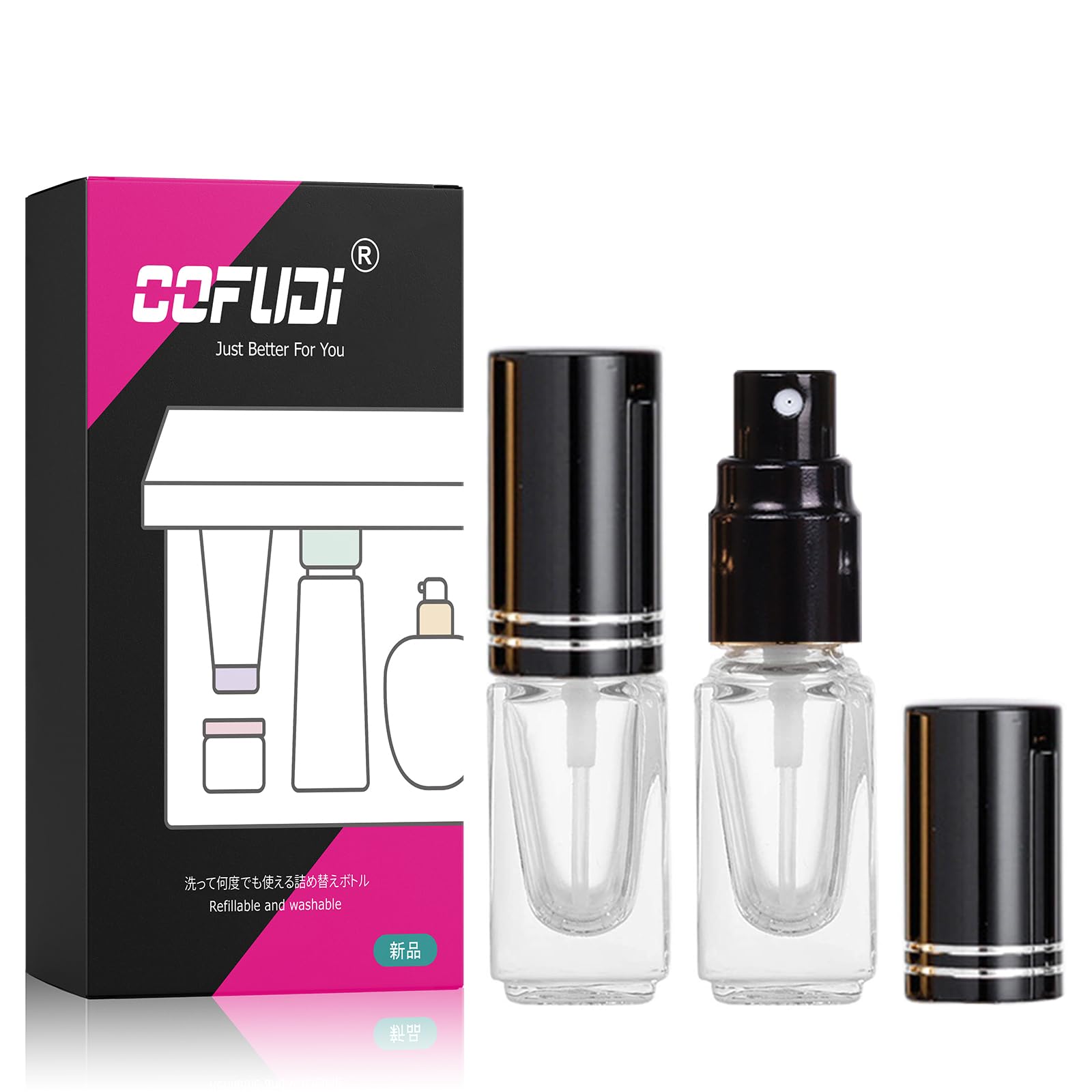 Amazon.co.jp: アトマイザー 3ml 香水スプレーボトル 2本 ガラス 香水 