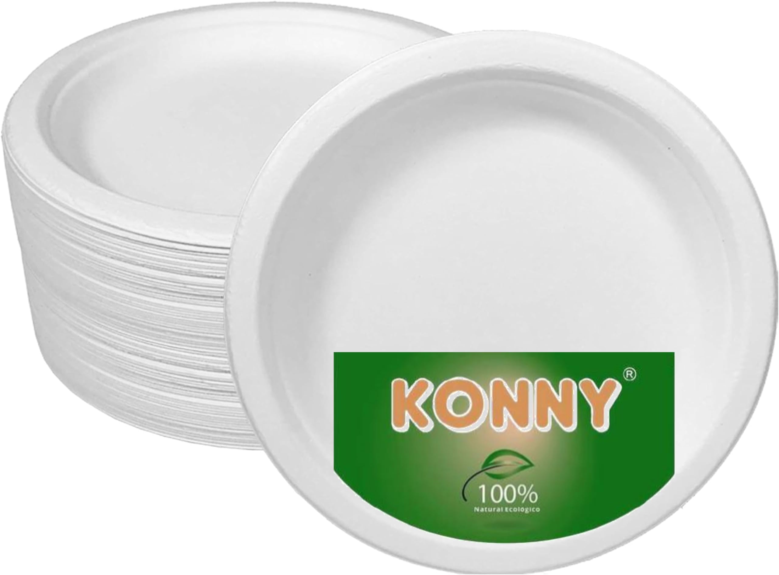 Genérico Platos Desechables - Envio 24h - 800 uds Biodegradables de Caña de Azúcar - Resistentes, 100% (800, 17cm)