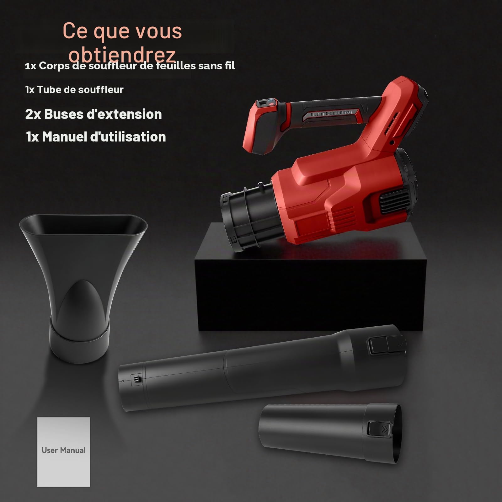 Souffleur de Feuilles électrique sans Fil pour Batterie Milwaukee M18 18 V, Moteur sans balais 18 500 TR/Min, 58,1 m/s, 13,6 m³/Min, souffleur électrique avec 3 Vitesses pour Jardin, Feuilles