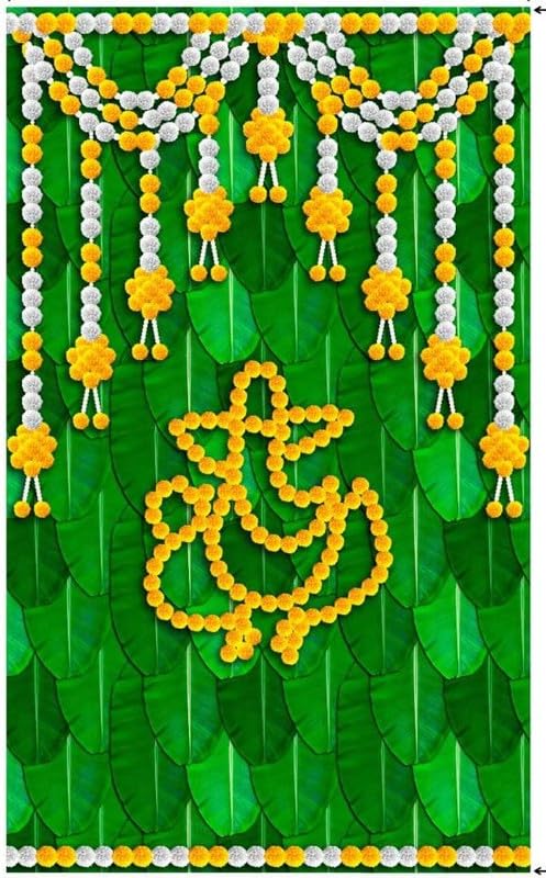 vinayaka mart Ganesh chaturthi Decorations Backdrop | vinayaka Backdrop Decoration Clot, Size 8x5 feet, Green Colour | ganpati Decoration Background