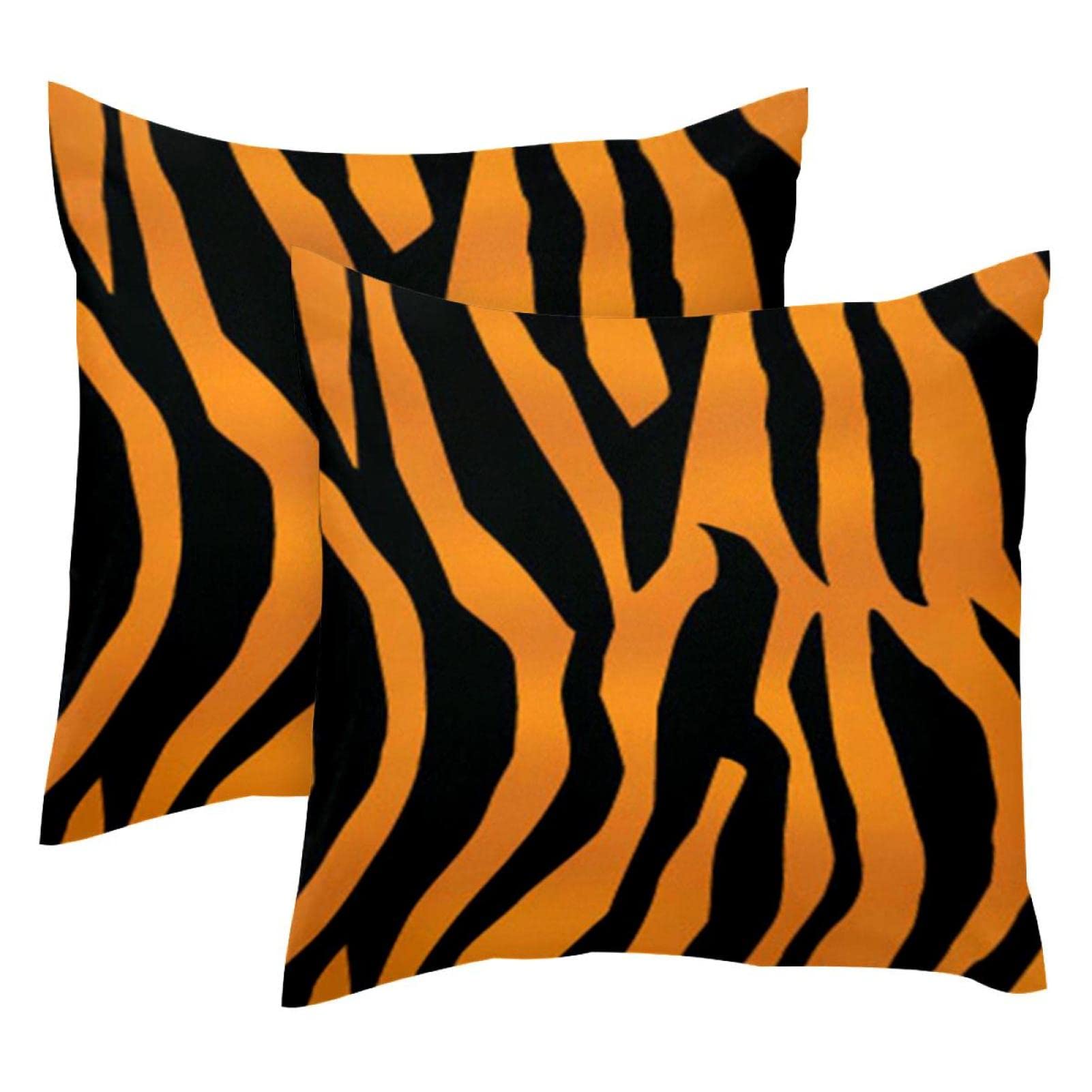 Housse de coussin lombaire de décoration douce motif tigre noir orange pour salon et chambre
