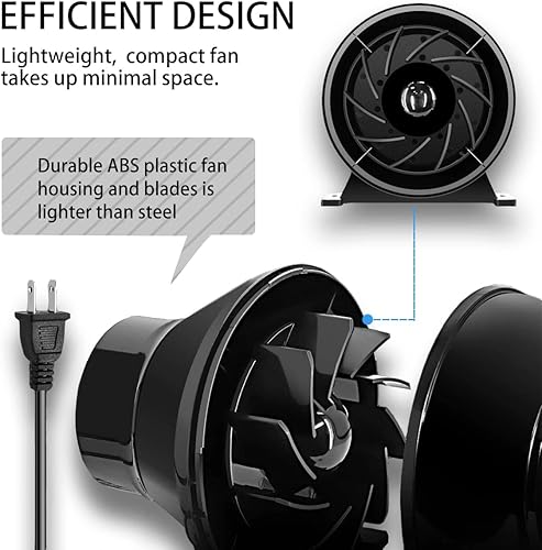 Miniatura 5 de Ventilador de escape de 4 pulgadas, ventilador de ventilador de ventilación de plástico de 200 CFM para tienda de cultivo hidropónico