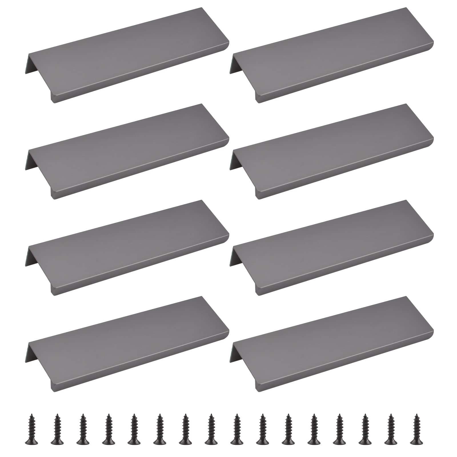 MOROBOR Finger Edge Pull, 8pcs Concealed Handle Modern Style Drawer Handle, Right Angle Aluminum Alloy Invisible Handle Wardrobe Handle for Cabinet Hardware Drawer, 120mm/Matte Gray