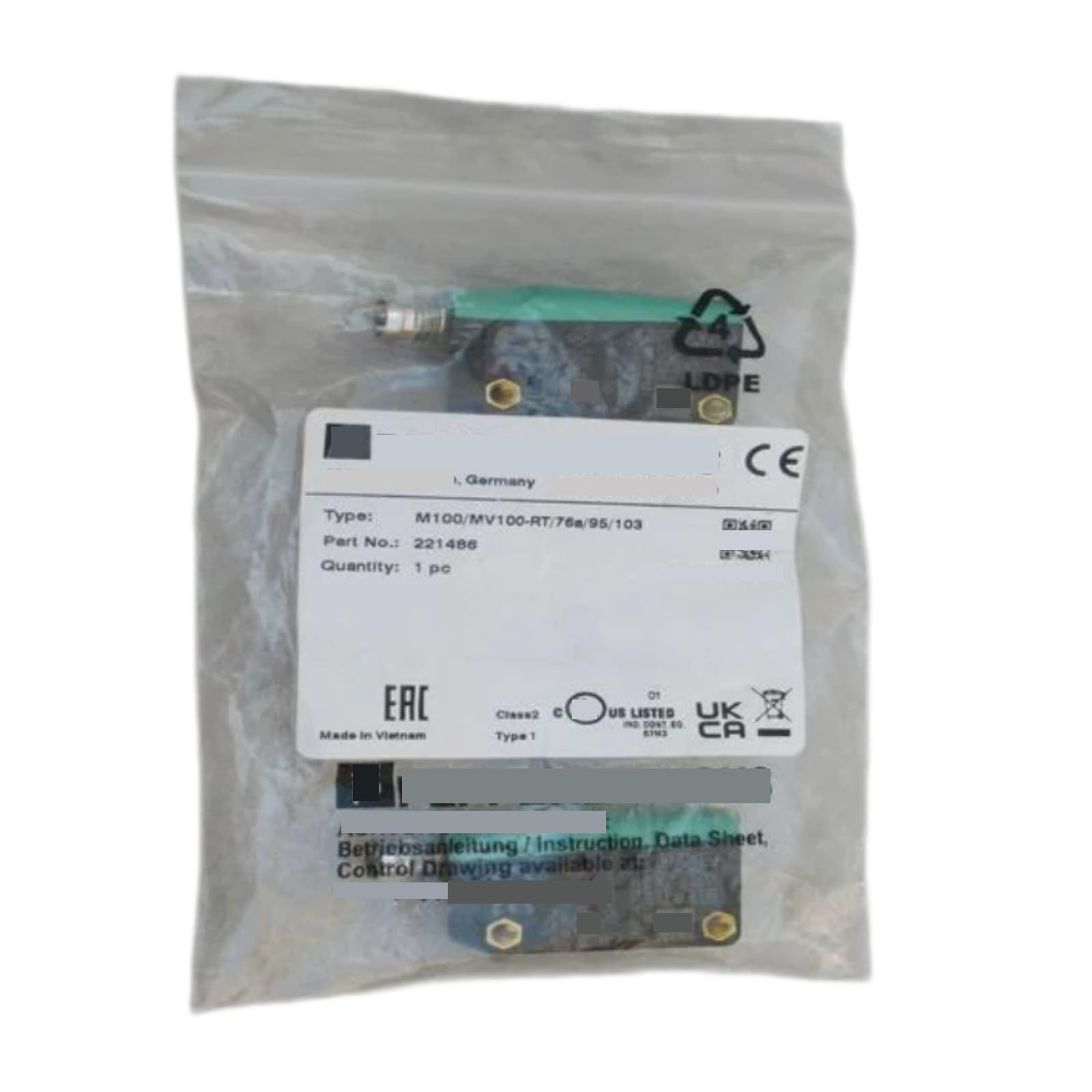 M100/MV100-RT/76a/95/103 221486 Photoelectric Sensor, Photoelectric Switch