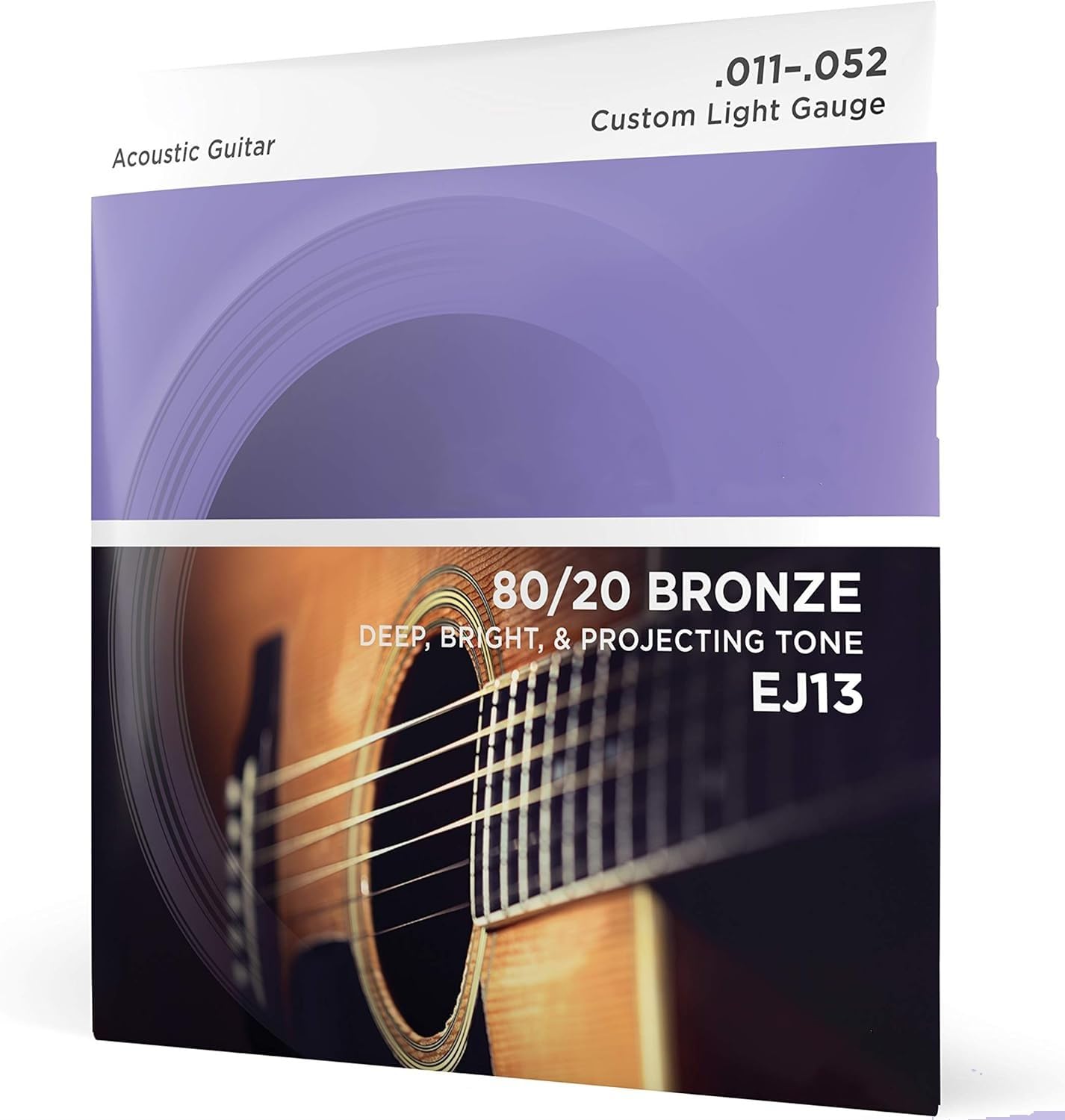EJ13 80/20 Bronze Acoustic Guitar Strings - Custom Light Gauge 11-52, Bright Tone, Enhanced Tuning Stability, Hex Core Steel, Corrosion-Resistant, 6-String Set-image-20