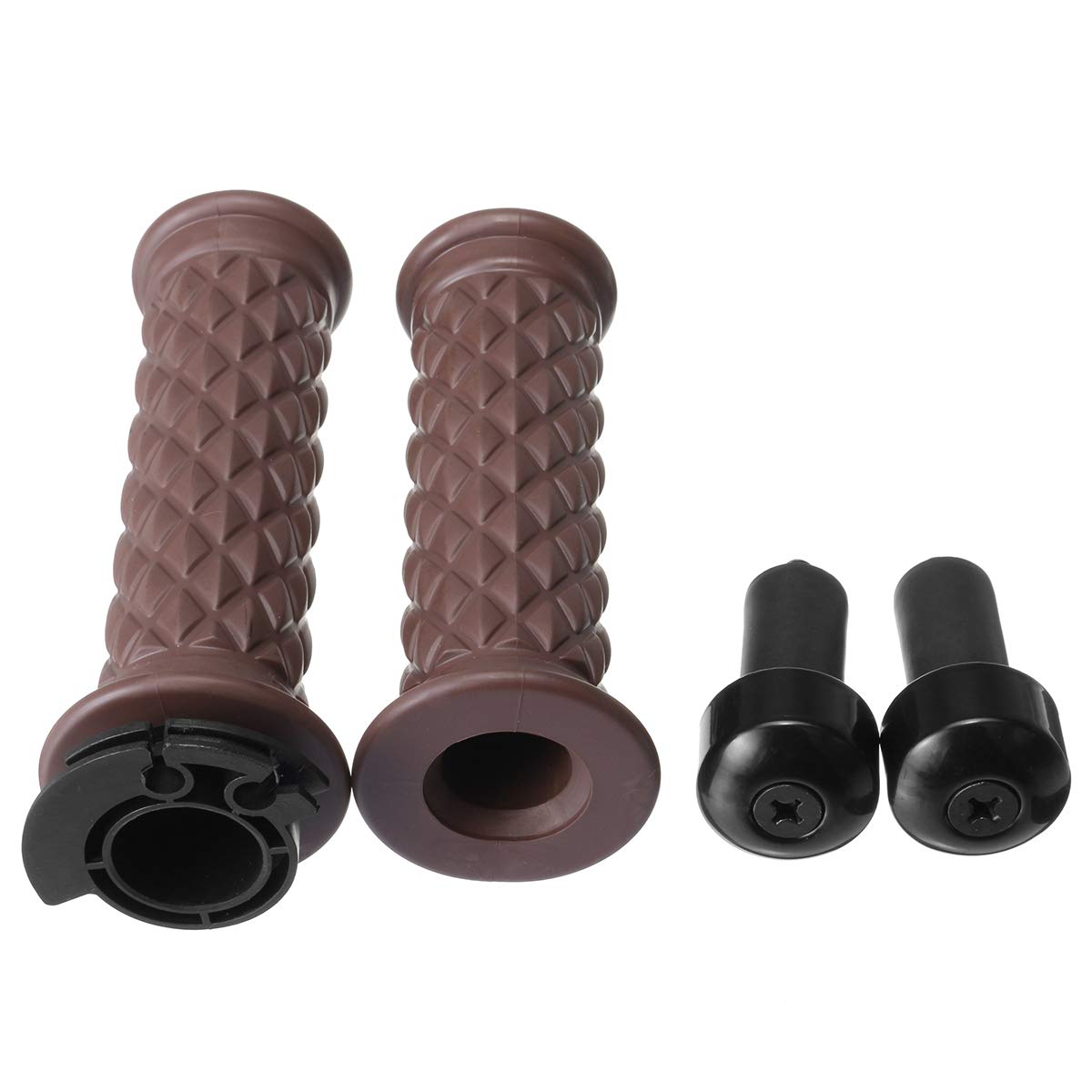 PeroFors 7/8inch 22mm Moto en Caoutchouc Guidon Main Grip pour Cafe Racer Bobber Clubman-Marron