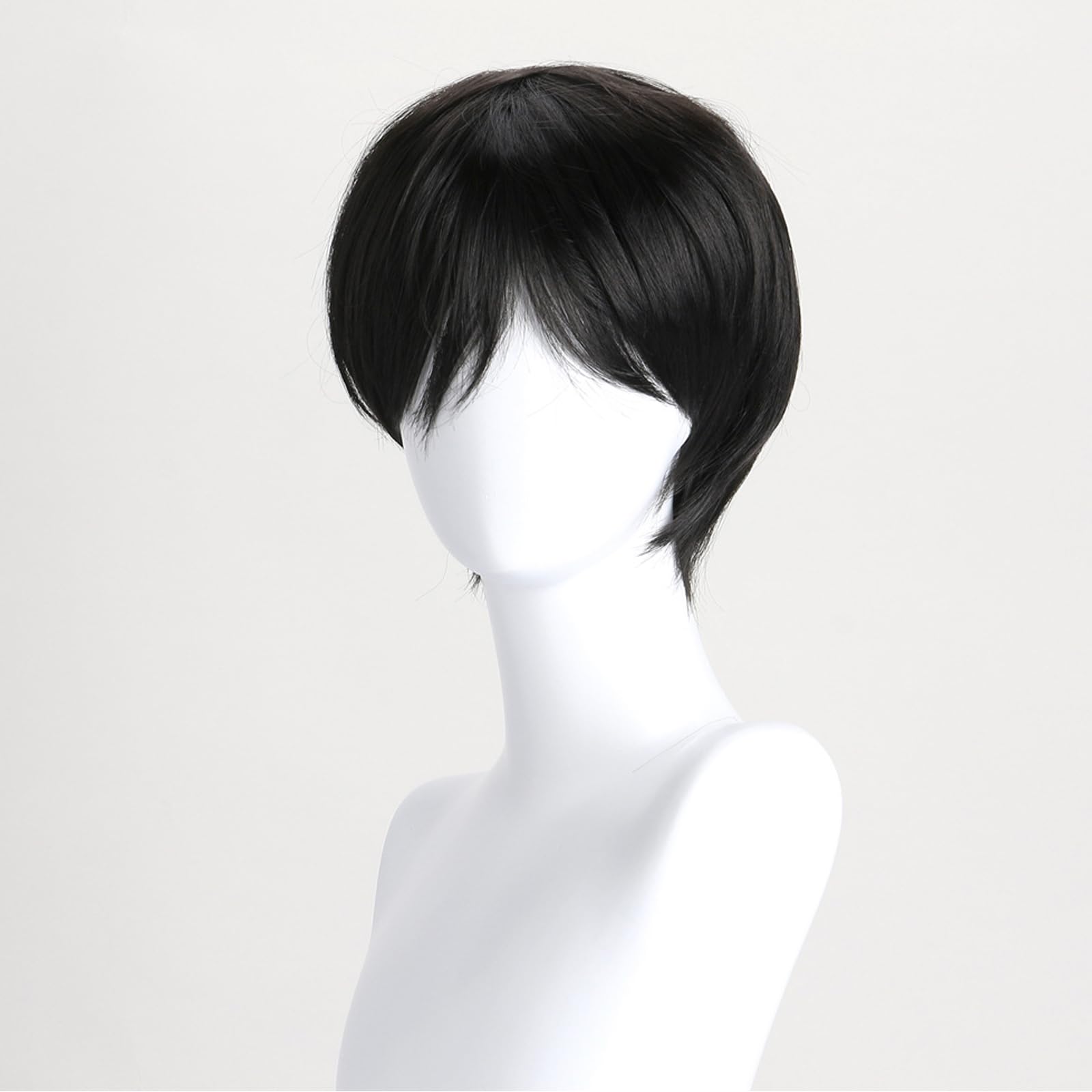 YuanYouTong Mens Short Black Wig with Bangs, Natural Straight Synthetic Hair Wig for Cosplay Costume, Music Festivals