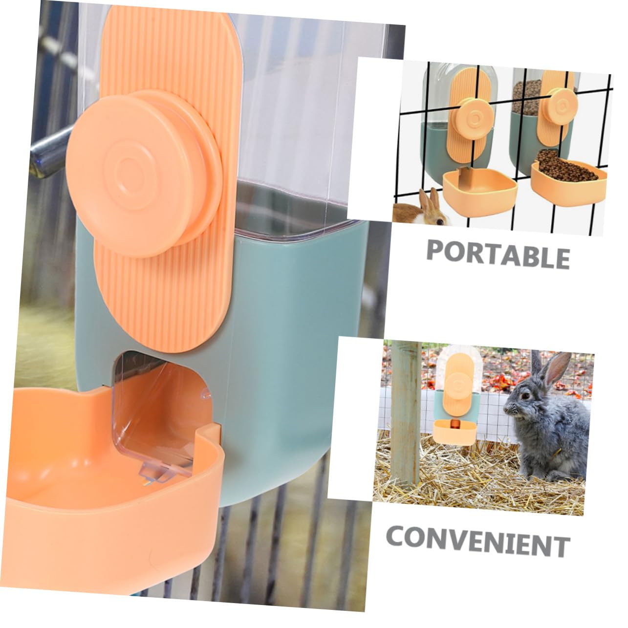 KOMBIUDA Dispenser Automatico Sospeso per Cibo e Acqua per Conigli e Cavie Capacità in Plastica Resistente Compatto e Antispill per Gabbie e Conigliere Esterne