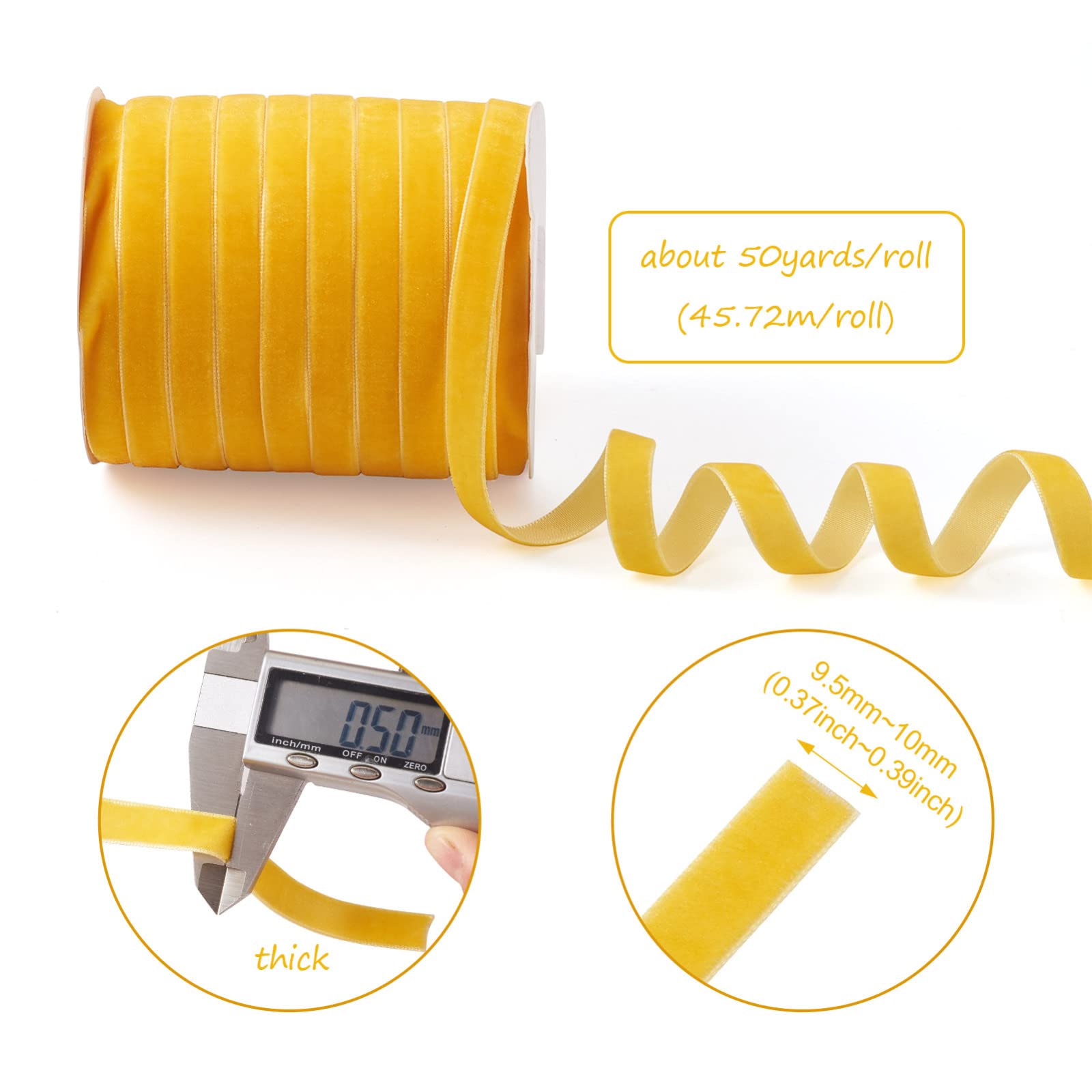 Pandahall 50 Yards Velvet Ribbon 3/8 inch Single Face Satin Ribbon Roll Decorating Lace Trim for Gift Package Wrapping Hair Bow Clips Making Orange Color - Image 3