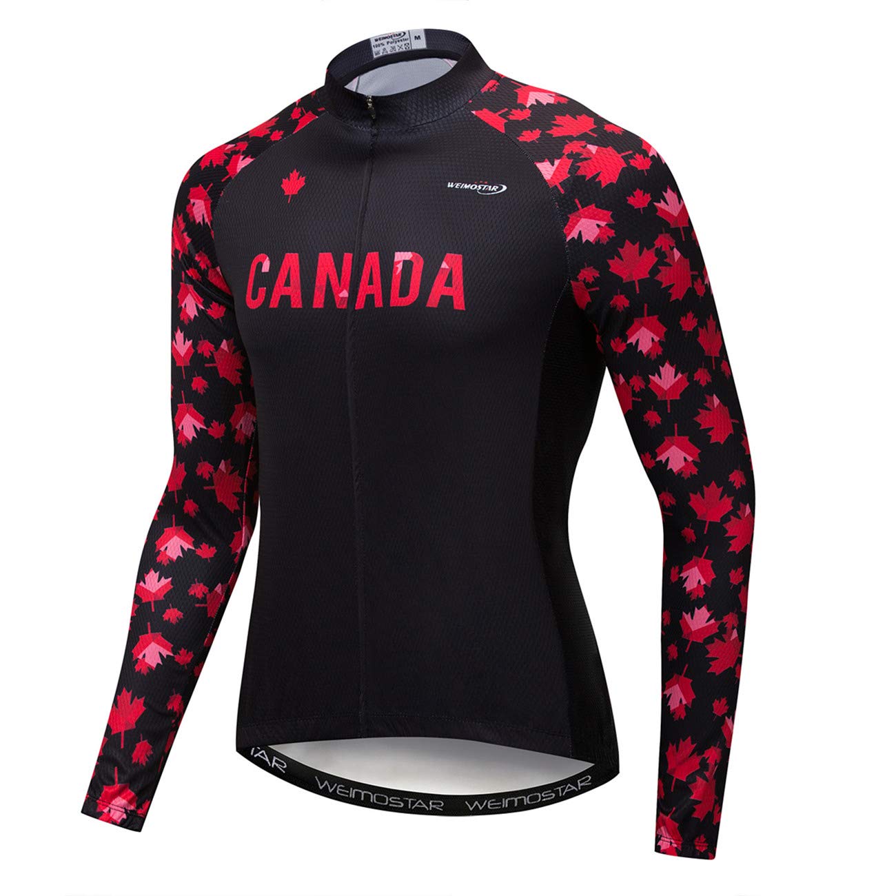 Manica Lunga Ciclismo Jersey Uomini, Autunno Traspirante Equitazione MTB Maglie Anti-UV Ciclismo Abbigliamento Quick Dry - nero - L petto 96/102 cm