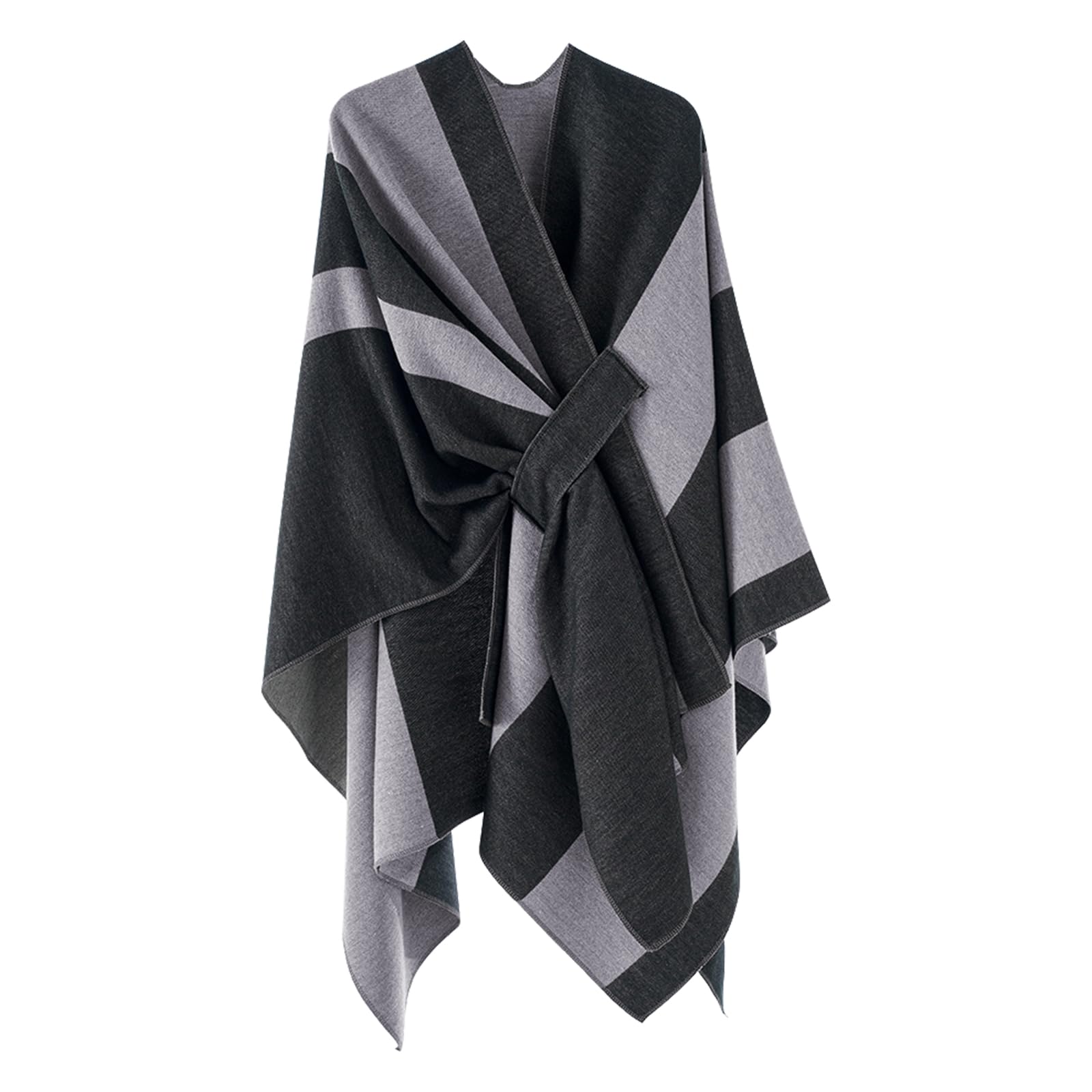 Poncho da Donna Reversible Cape Elegante Open Front Winter Cardigan Sciarpa Calda Lavorata a Maglia