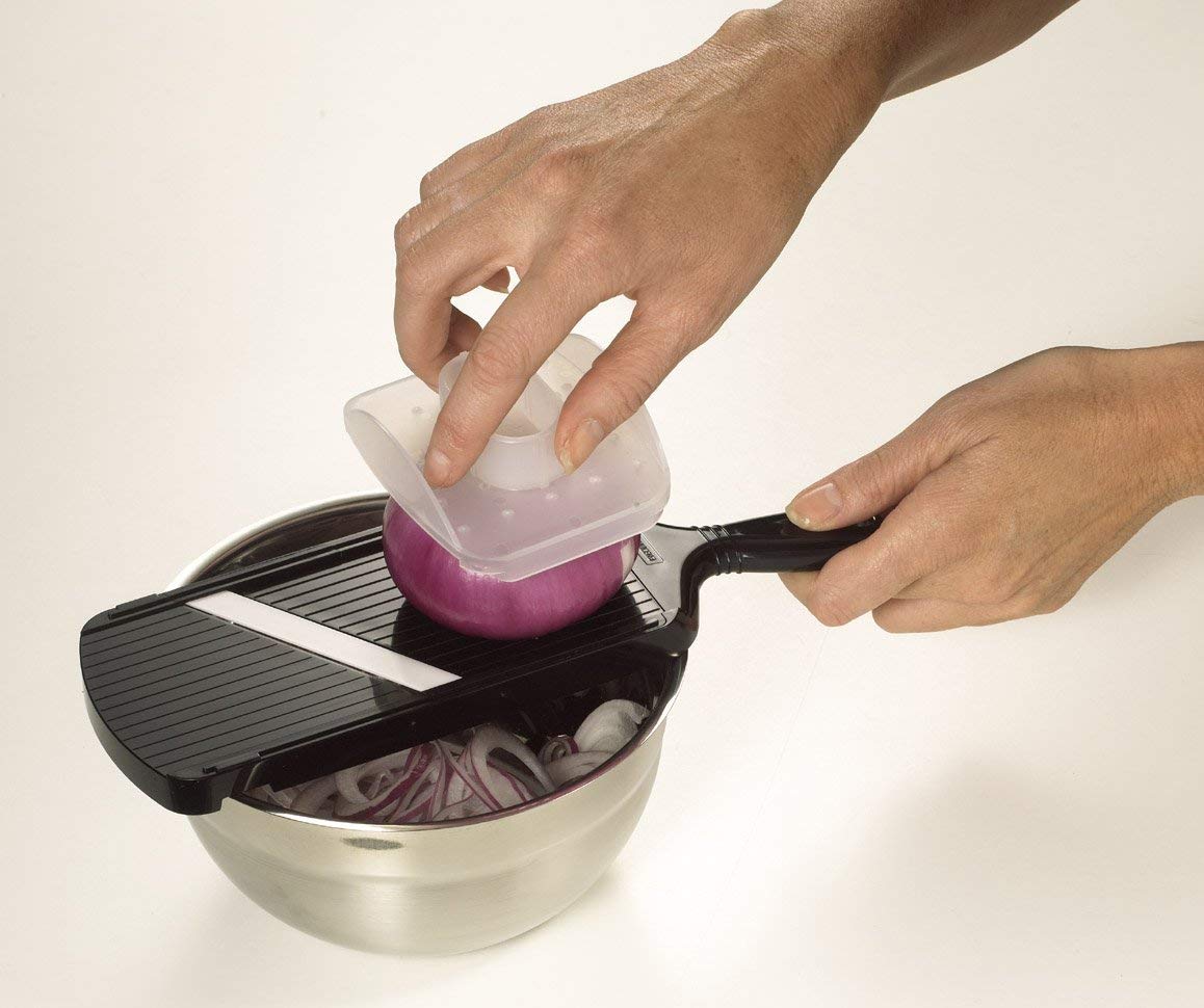 Kyocera - Affettatrice per mandolino regolabile e pelapatate a Y in ceramica nera, set da 2 pezzi