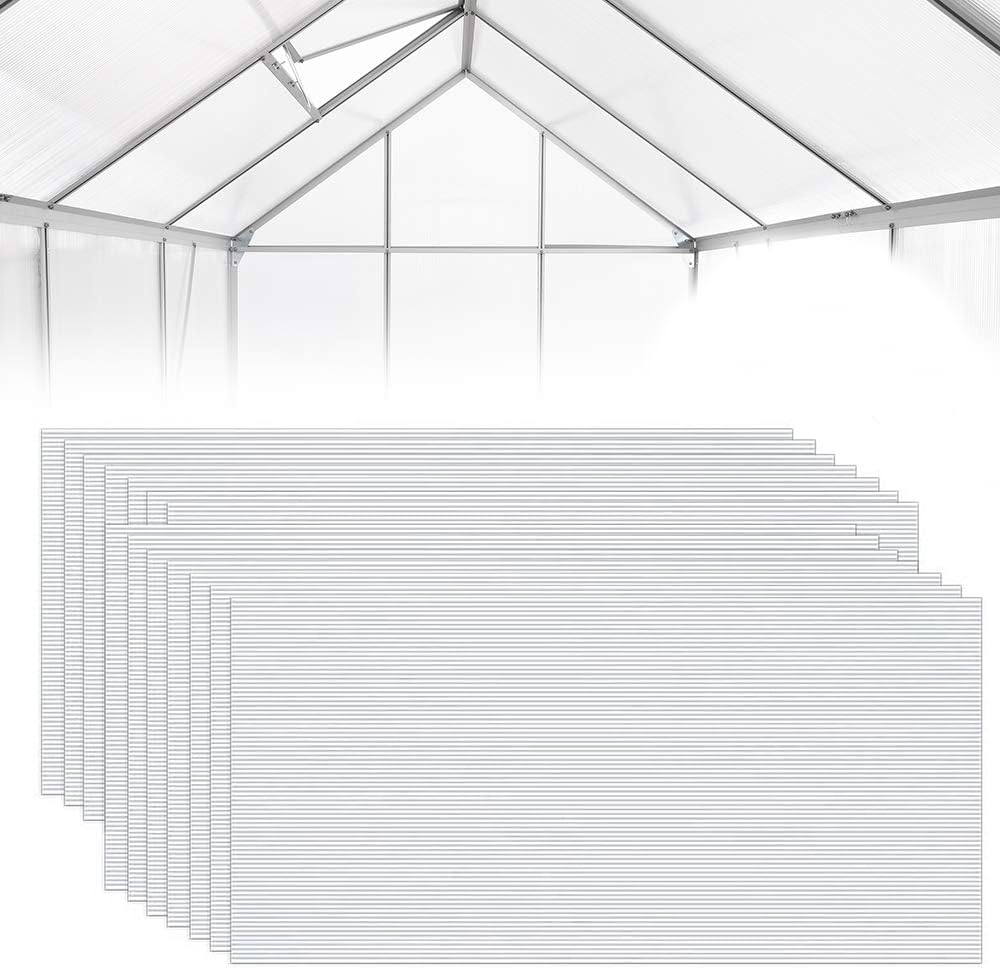 NAIZY 14 x poliwęglanowe płyty komorowe z komorami powietrznymi, podwójne płyty komorowe odporne na działanie promieni UV, do szklarni, ogrodu, 4 mm, 10,25 m², przezroczyste