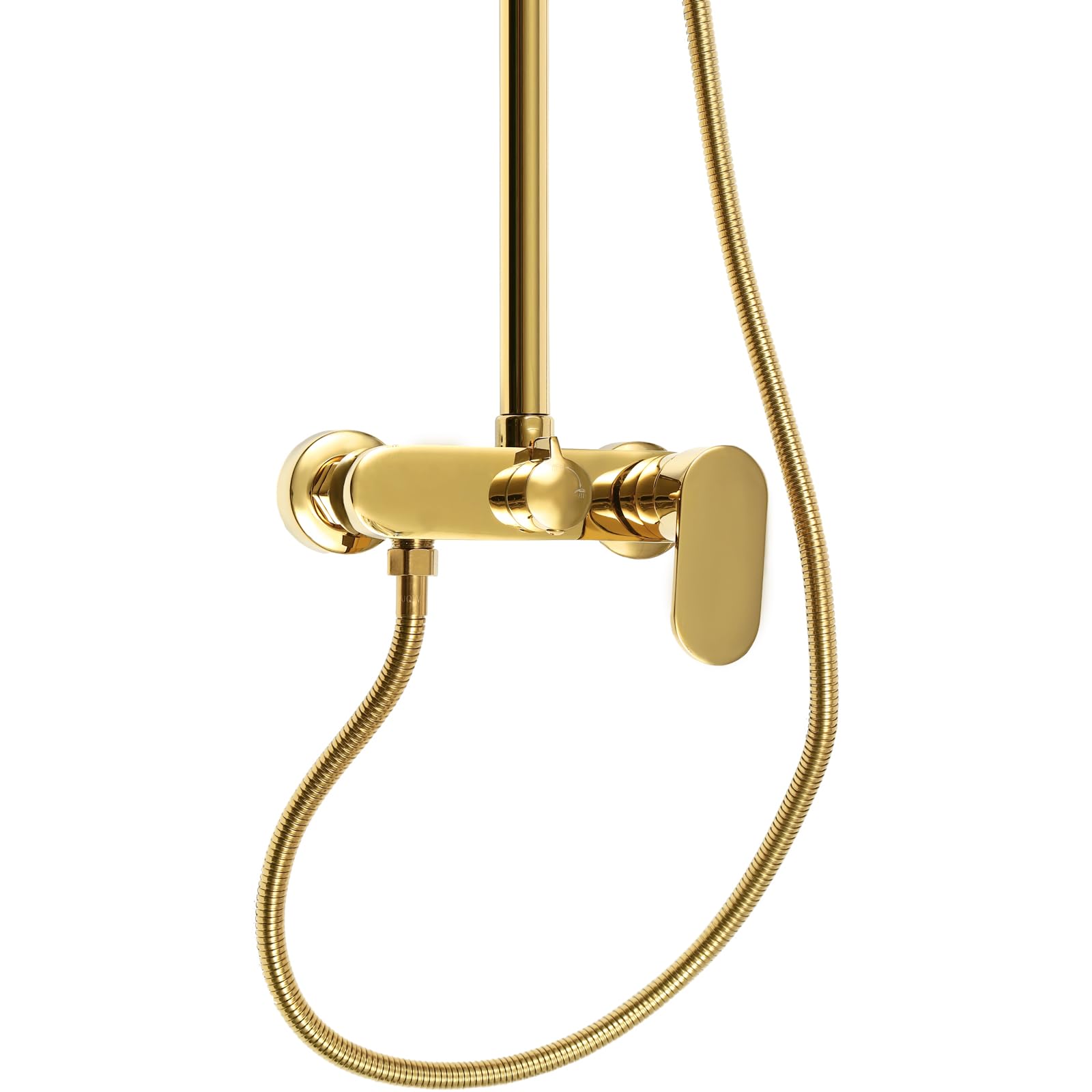 Ealtqund Douchesysteem met thermostaat, roestvrijstalen douchearmatuur, complete set met 20 cm rond-overhead regendouche, 100-100 cm in hoogte verstelbare douchestang, 3 straalsoorten, 304 roestvrij