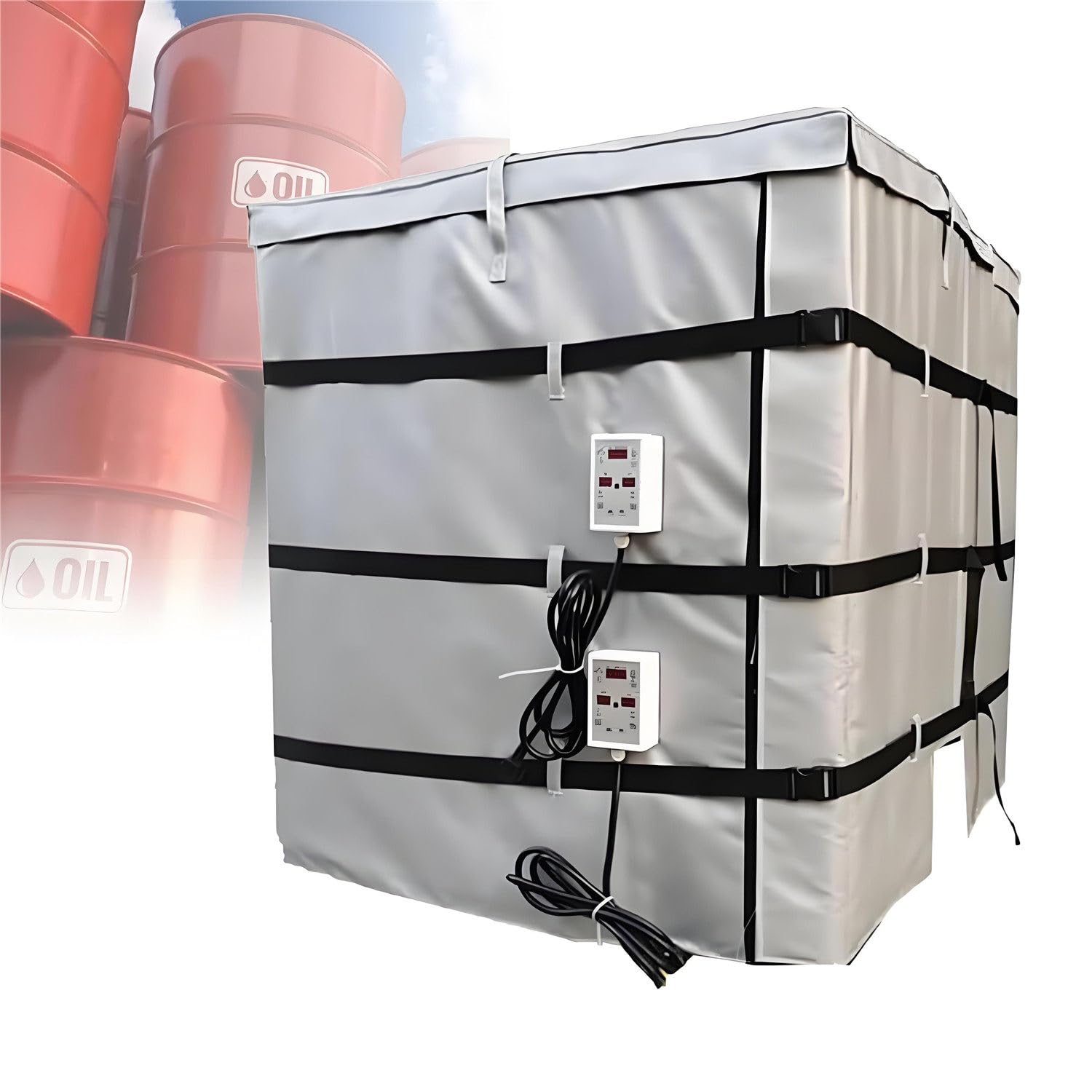 MRVAKDYDI Oil Barrel Heating Blanket, Drum Heating Blanket for 200L/1000L Oil Barrel Waterproof Insulation 120℃/150℃ Multicolor(Grey,120℃1000L)