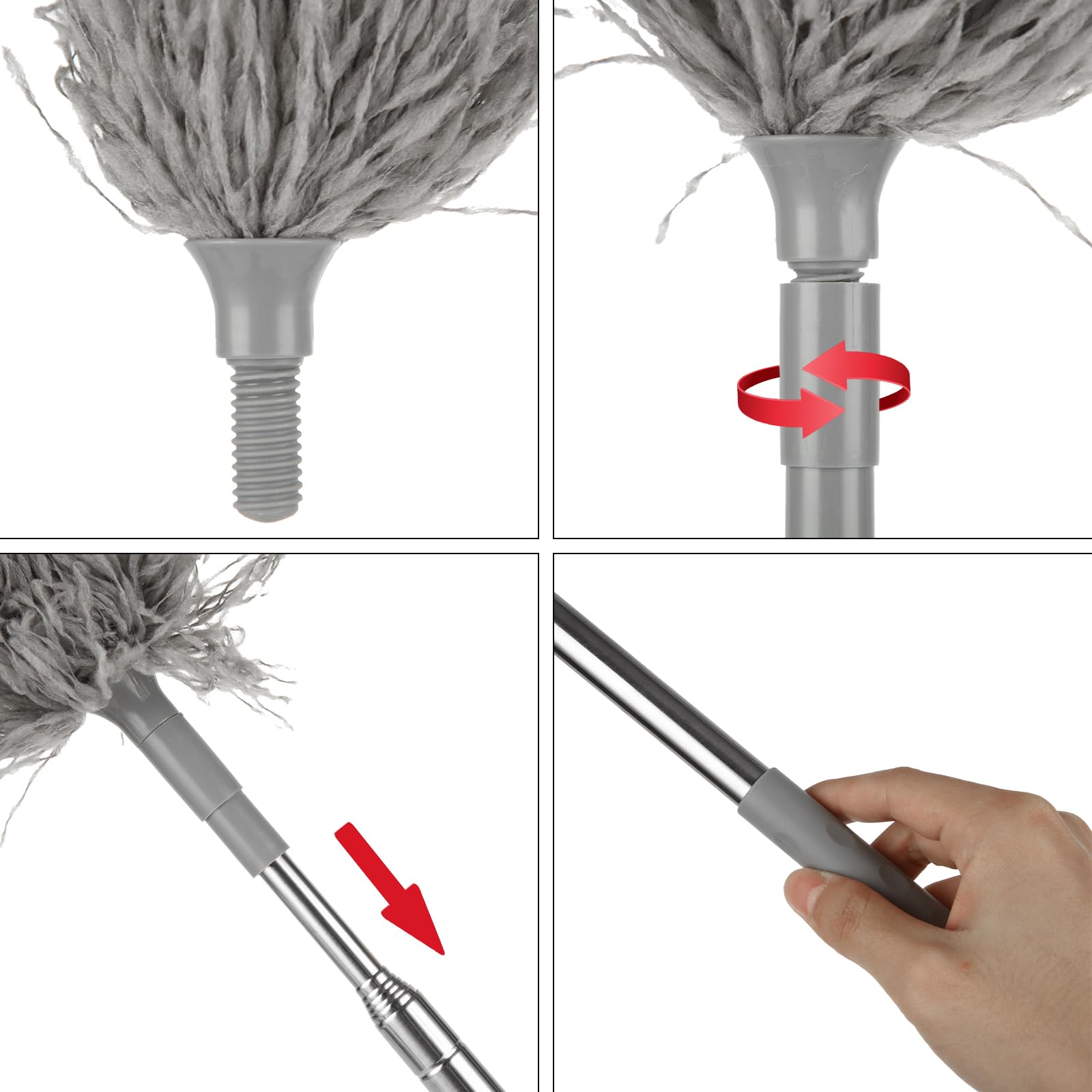 Spolverino Telescopico In Microfibra - Manico Regolabile Fino 230 Cm, Lavabile, Per Soffitti E Angoli - Foto 14