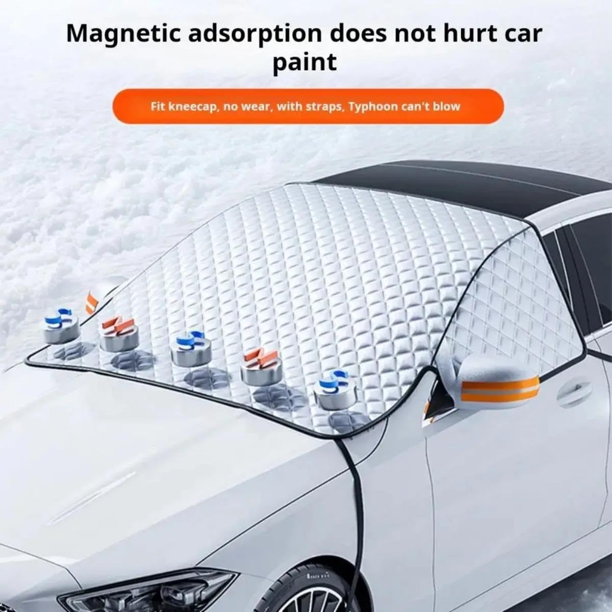 Générique Couverture Pare-Brise Magnétique Voiture, Anti-Neige, Protection Coupe-Vent Universelle pour Fenêtre Camion SUV, d'hiver Laine Coton Anti Gel Pare Protection Voiture