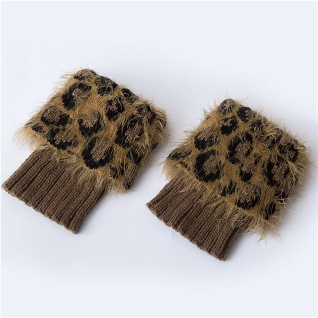 3 pary leopardowych zimowych krótkich dzianinowych skarpet do butów Ocieplacze na nogi Mankiety do butów Legginsy Damskie getry (kolor: A, rozmiar: 16 cm) (3 szt.)