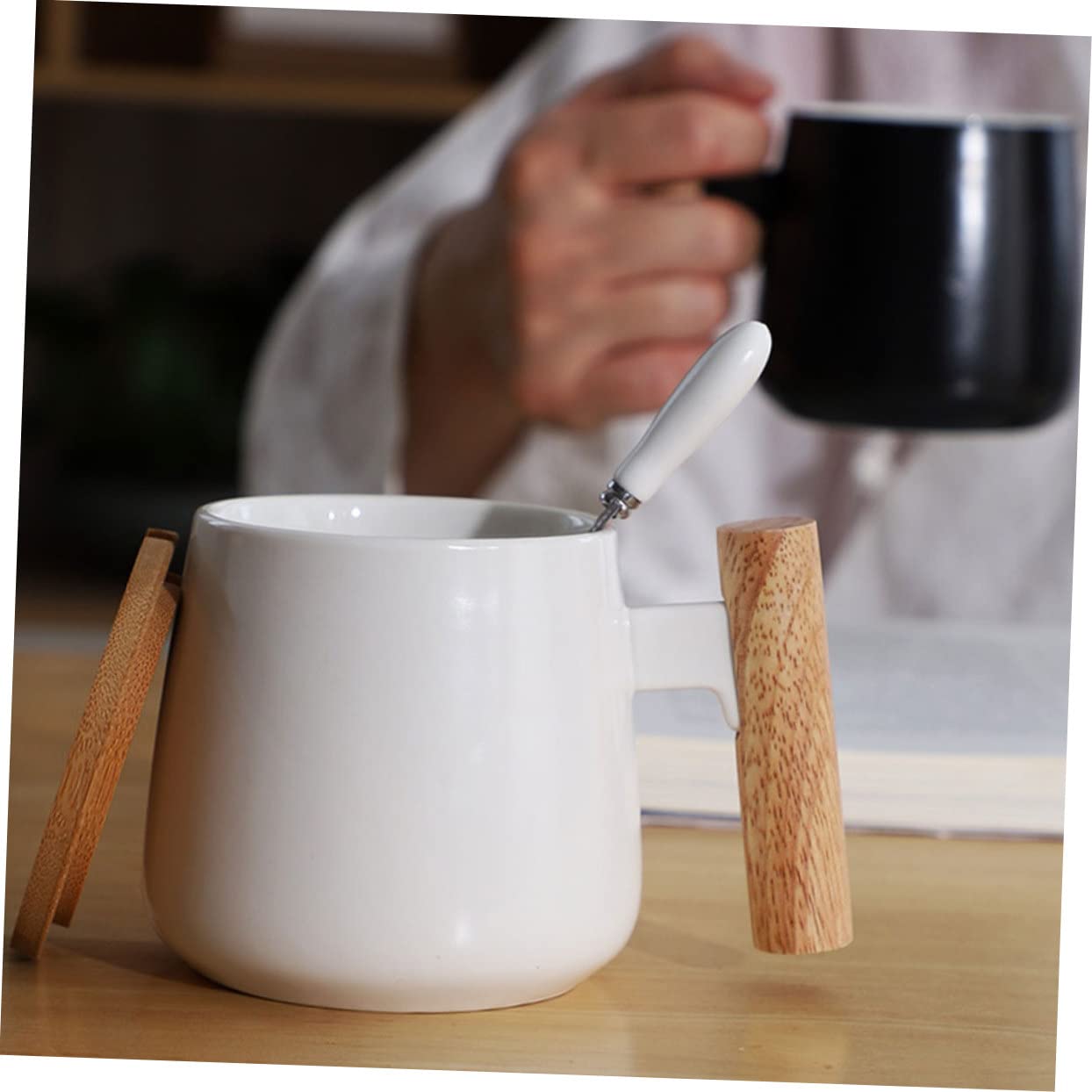 ULTECHNOVO 2 Set Tazza con e da Ergonomico per Latte Colazione e Bevande Calde