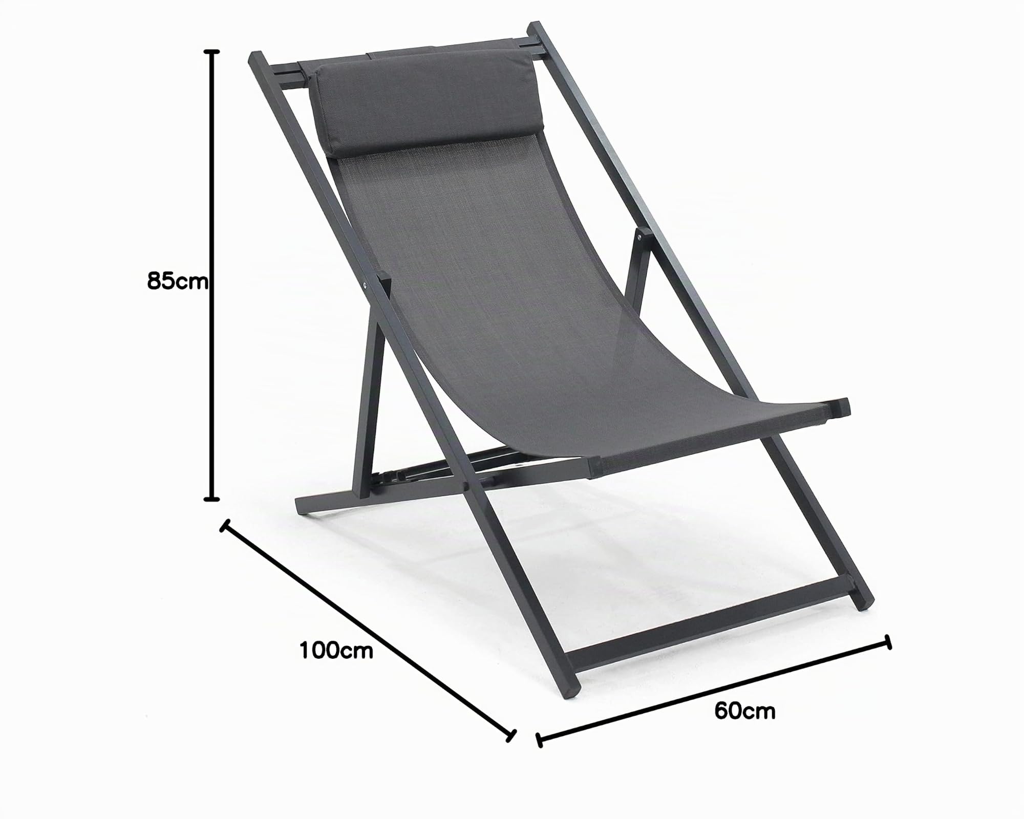 Oviala Lot de 2 transats en Aluminium Anthracite