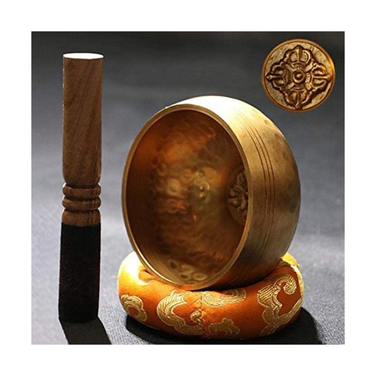 Set di campane tibetane facili da suonare per principianti, piccole campane tibetane in metallo nepalese per meditazione buddista con incisioni di ibisco, per yoga, preghiera, zen, guarigione dei cha