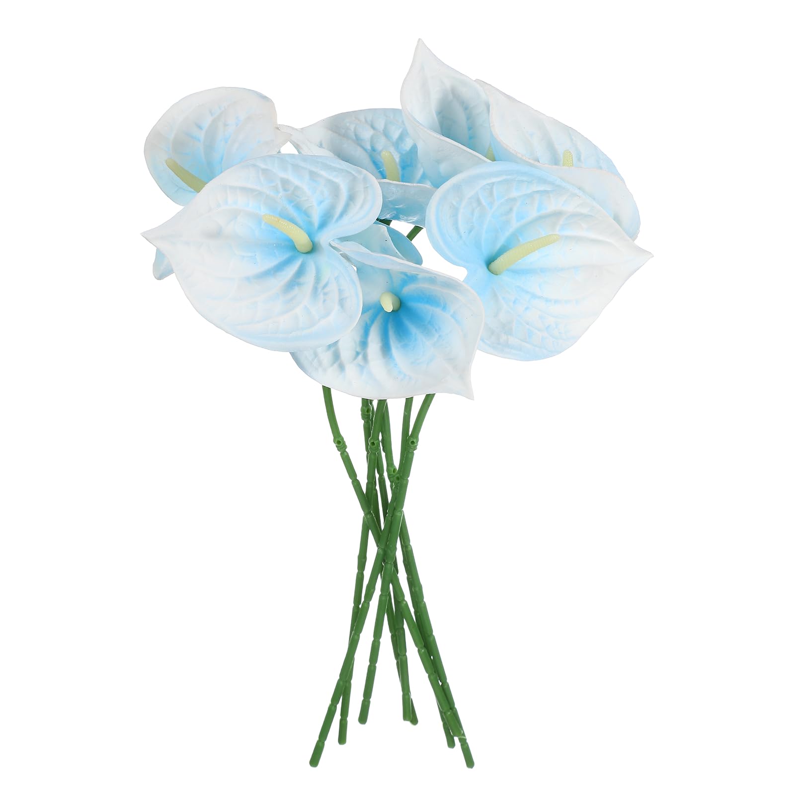 sourcing map 8Pcs 11inch Artificial Anthurium Lily Flowers, Permanent Flower Bouquet for Home Arrangements Wedding Festival Decoration Crafts Store Decor Accessories, Light Blue