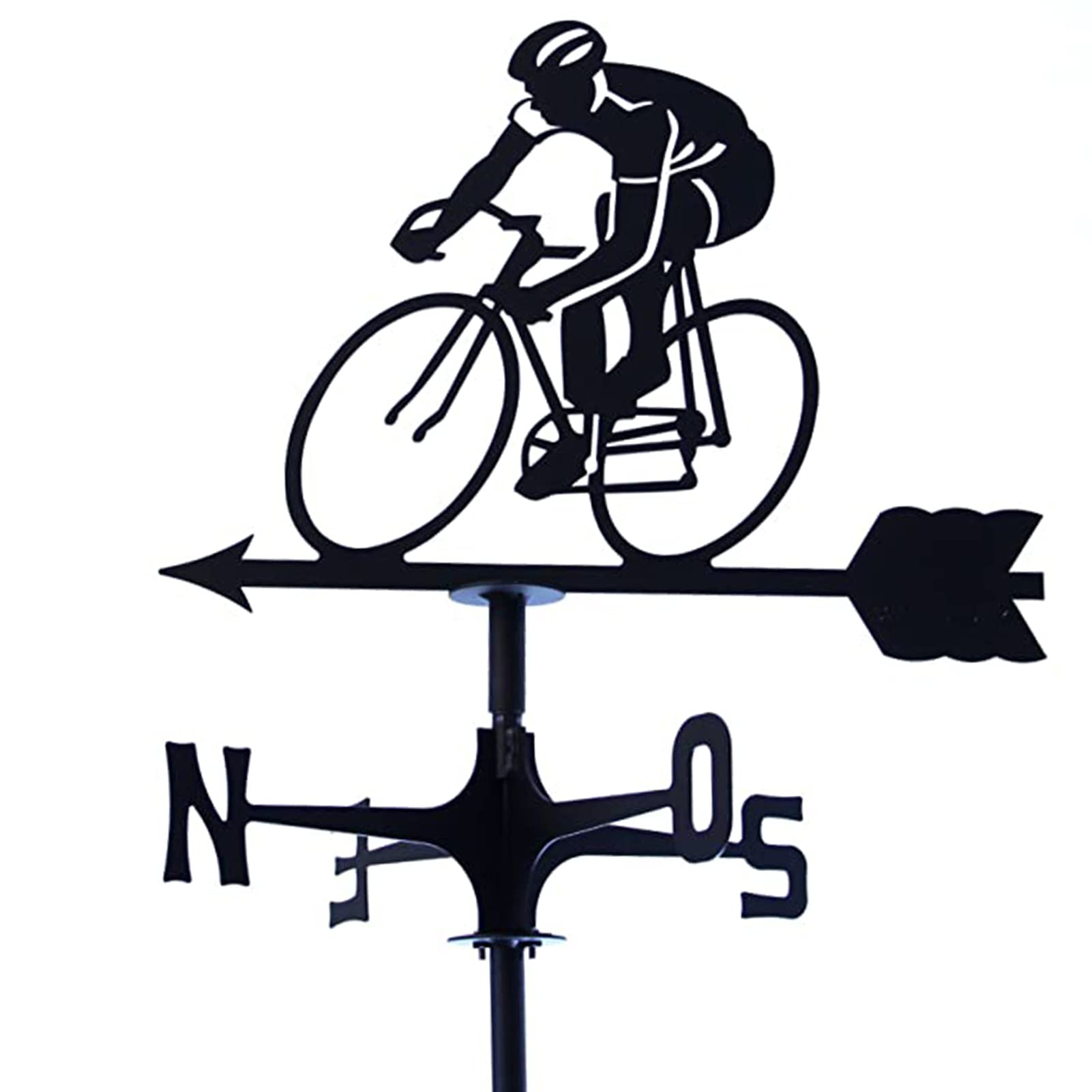 Metal Weathervane Cyclist Airplane Ornament Weather Vane Yard Wind Direction Indicator with Anti-Rust Coating for Garden Farm Decor
