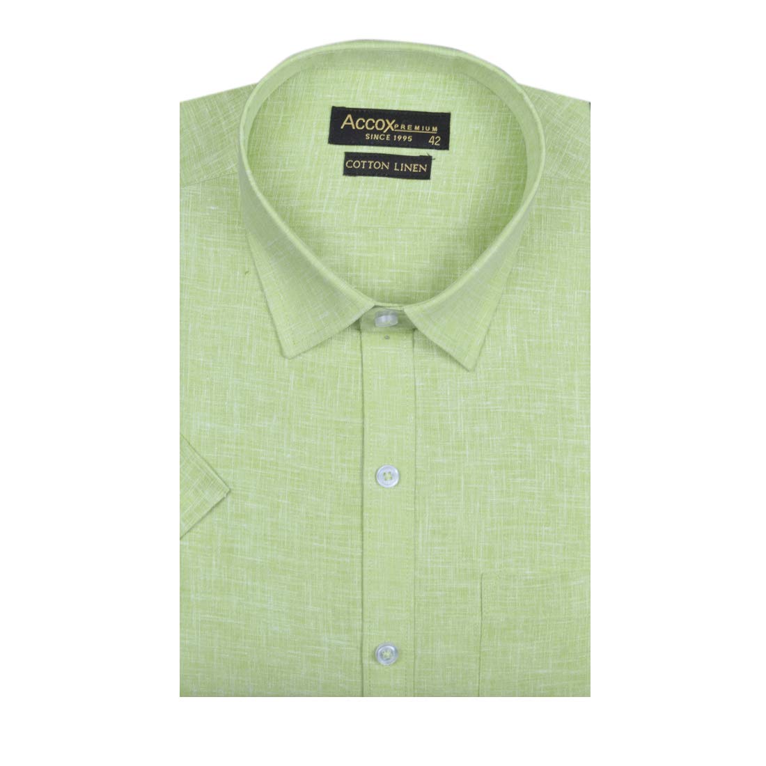 accox Men's Half Sleeves Formal Regular Fit Cotton Linen Shirt(GC308)-picture-11