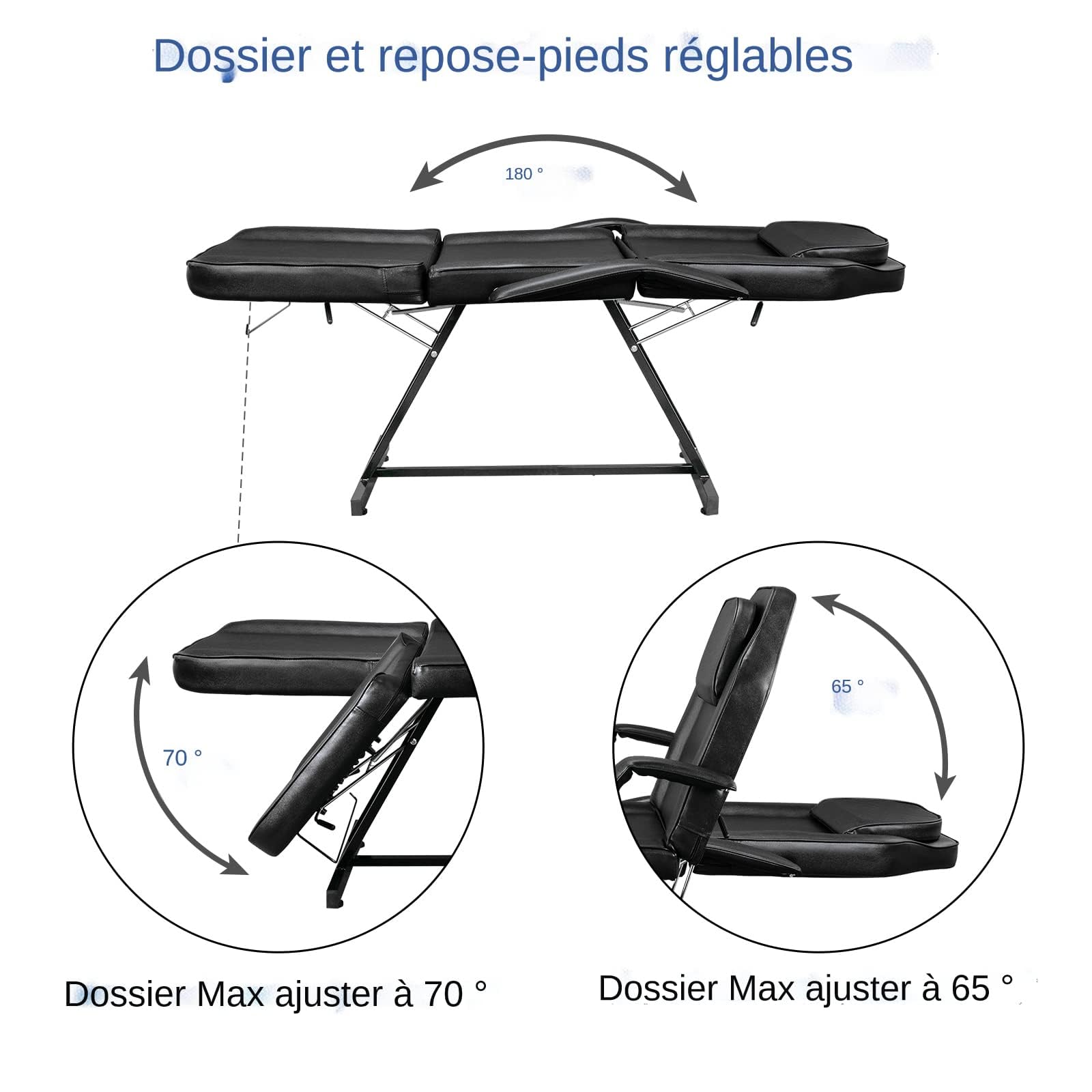 Alightup Table de Massage Pliante Professionnelle Legere Aluminium Housse Table Massage Lit Cosmétique Massage 3 Sections Portable Ergonomique Noir