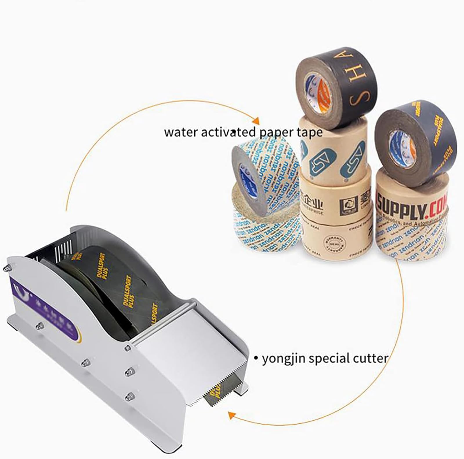 Distributore di nastro attivato dall'acqua, larghezza regolabile, fornitura d'acqua automatica per imballaggi express e confezioni regalo, uso ufficio e magazzino