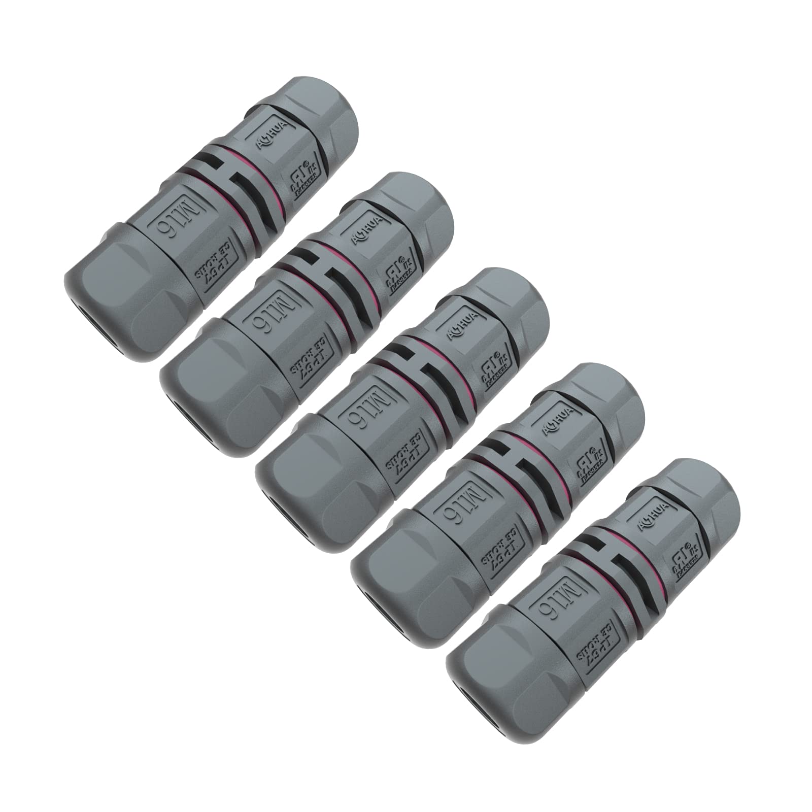 AOHUA M16 Waterproof Connector IP68 Outdoor Electrical Junction Box for 2-pin Cables Ø 5.0-9.5mm UL Certification