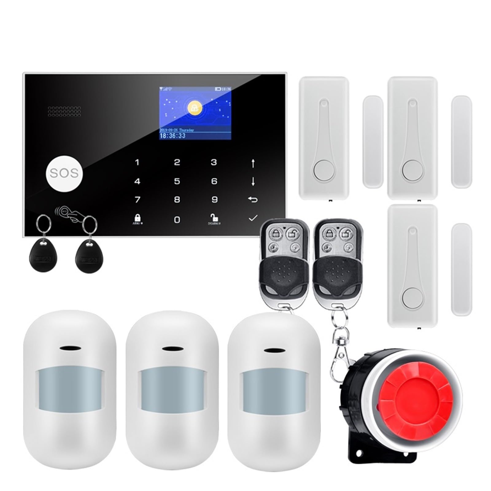 CUDTAPI GSM Alarm System 433MHz Home Wireless Burglar Security Tuya APP Compatible(W7B4)