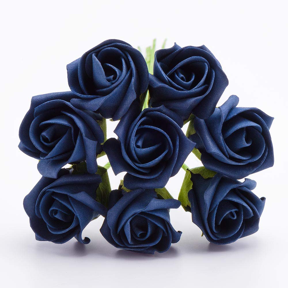 Italian Options Navy Colourfast Artificial Foam Rose Flowers Wedding Bouquet, 3Cm,